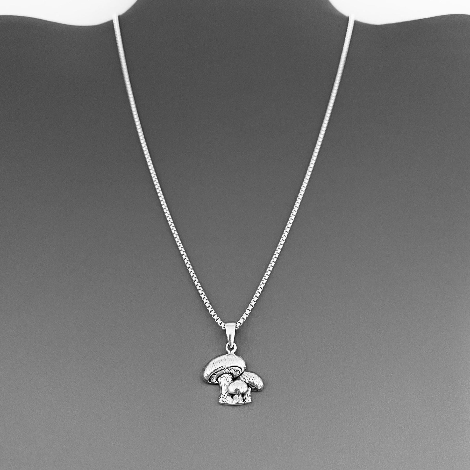 Oxidized Sterling Silver Mushroom Pendant Necklace: Spiritual Jewelry Gift