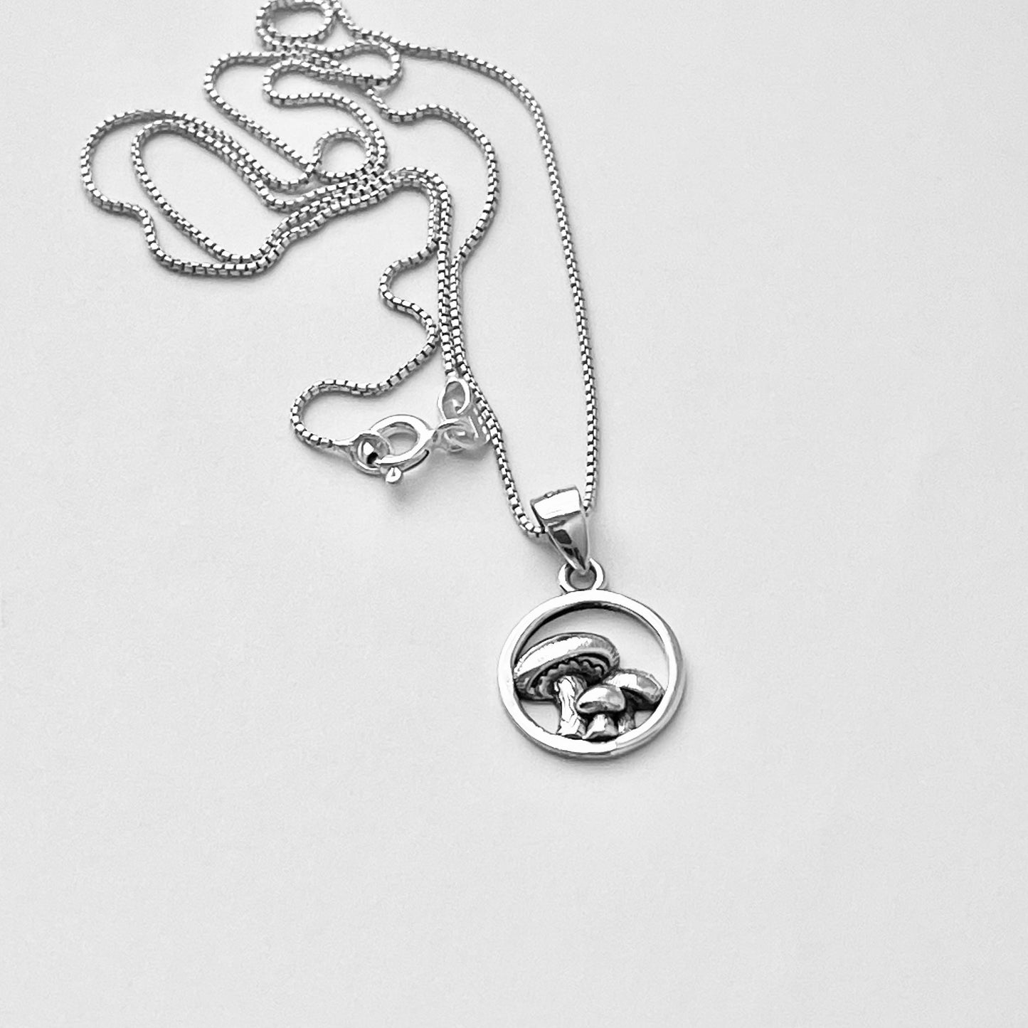 Oxidized Sterling Silver Mushroom Pendant Necklace: Spiritual Jewelry Gift