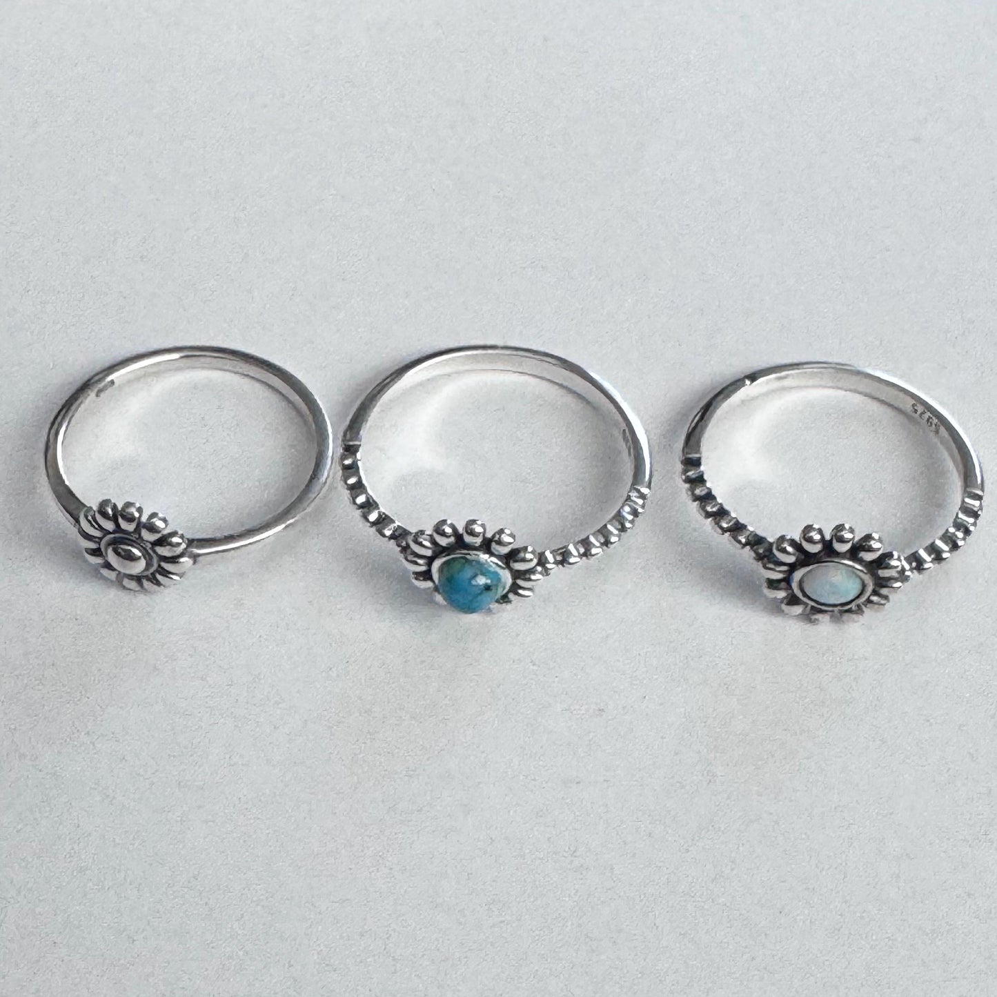 Sterling Silver Daisy with White Lab Opal Ring, Dainty Ring, Daisy Ring, Opal Ring, Boho Ring, Flower Ring, White Opal, Happy Flower Ring