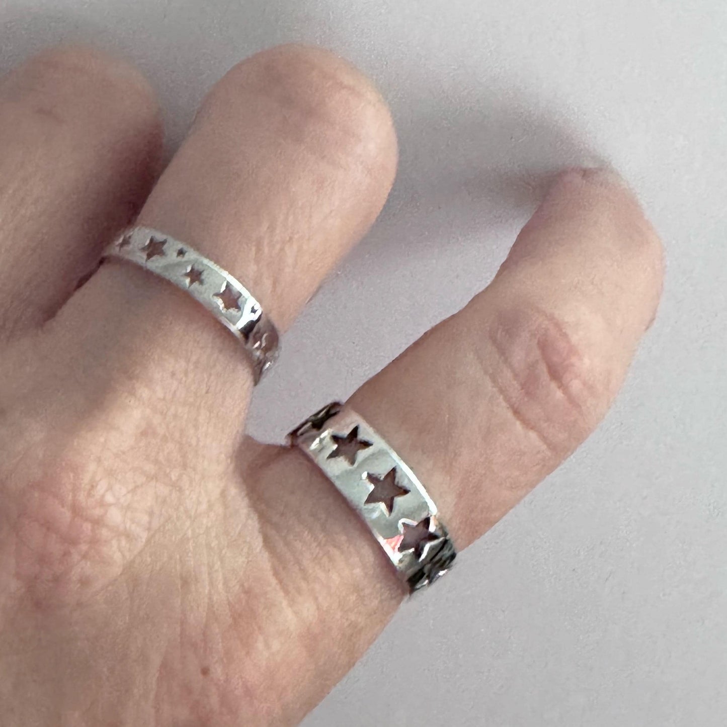 Sterling Silver Star Band Ring: Unisex Celestial Promise Ring