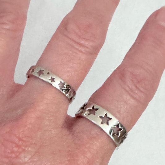 Sterling Silver Star Band Ring: Unisex Celestial Promise Ring
