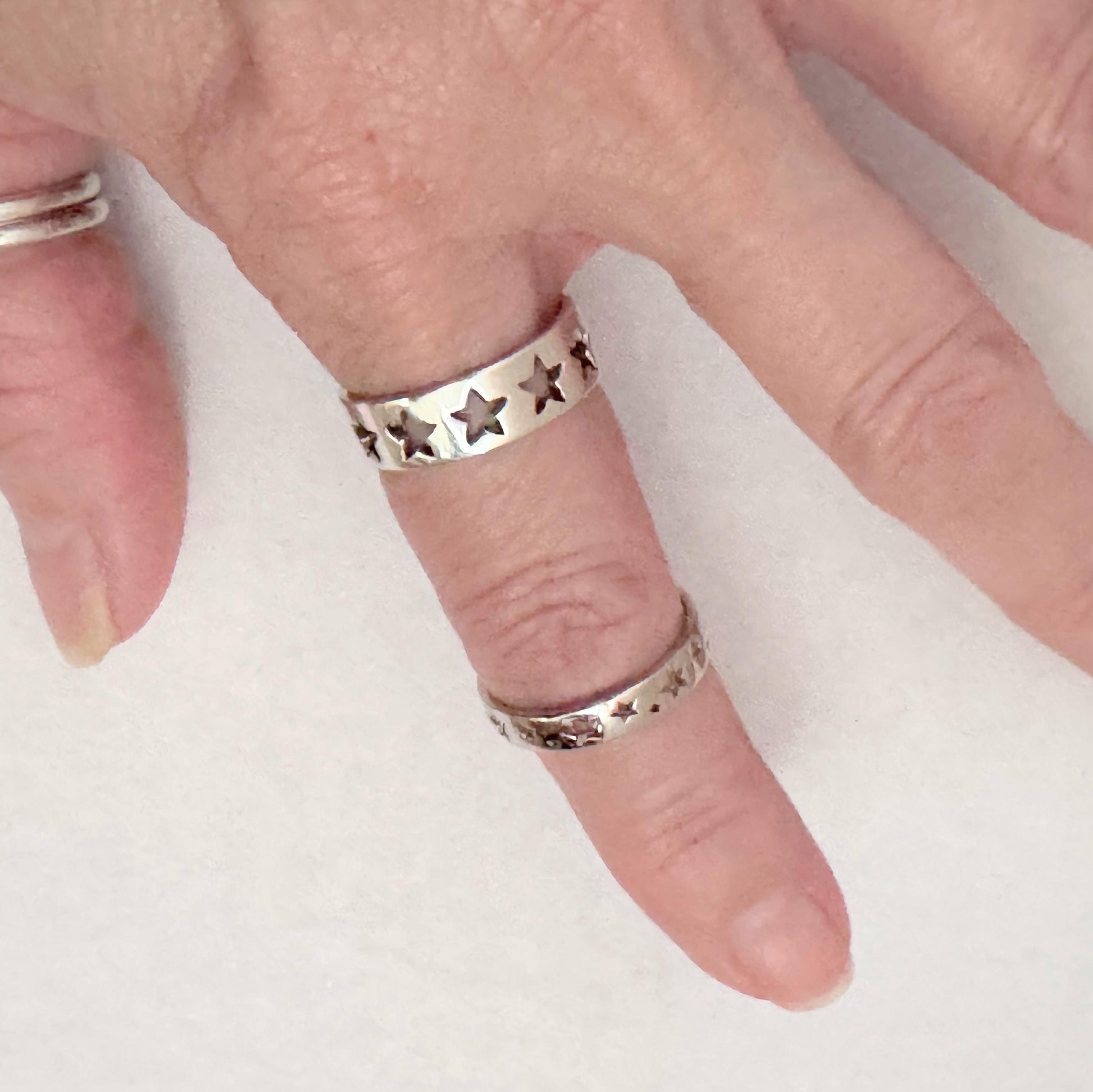 Sterling Silver Star Band Ring: Unisex Celestial Promise Ring