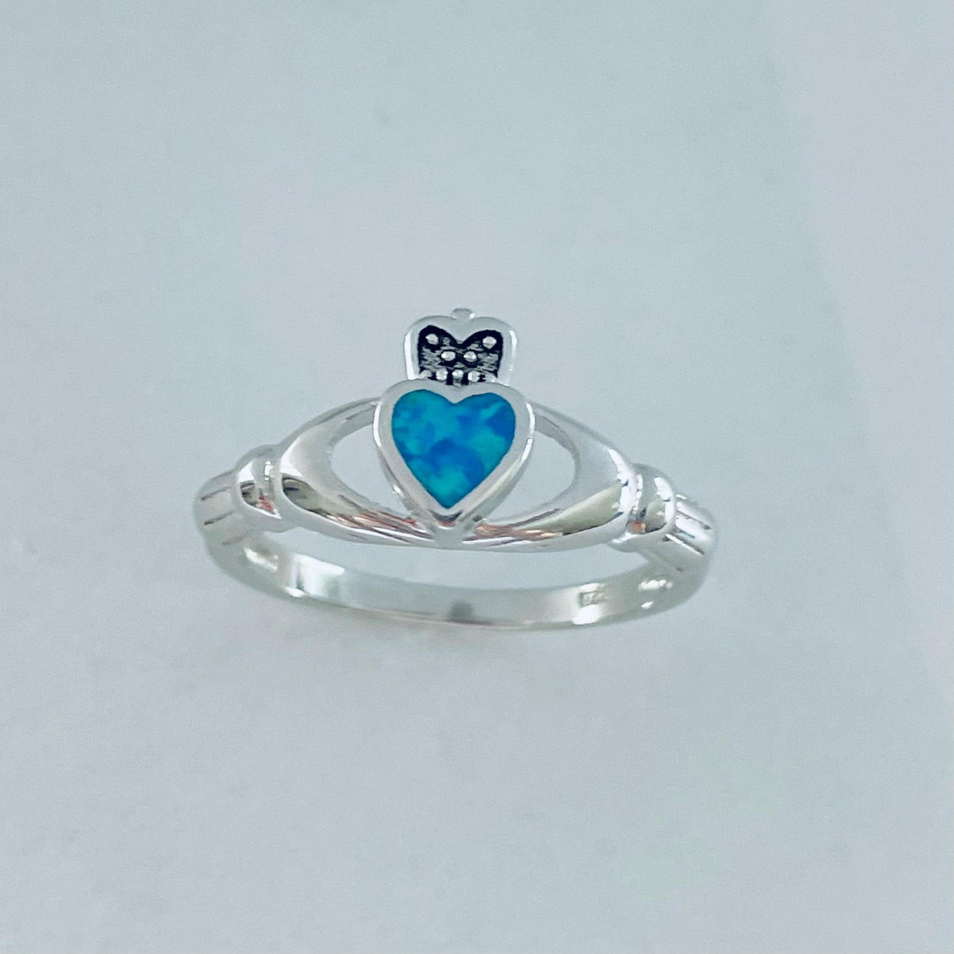 Claddagh Fire Opal Sterling Silver Ring, Irish Ring, Silver Heart Ring, Claddagh Ring, Religious Ring, Opal Ring, Silver Ring, Promise Ring