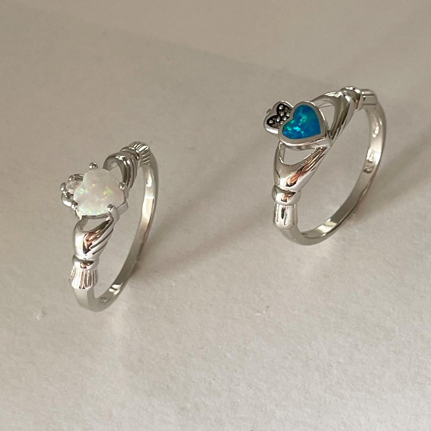 Claddagh Fire Opal Sterling Silver Ring, Irish Ring, Silver Heart Ring, Claddagh Ring, Religious Ring, Opal Ring, Silver Ring, Promise Ring