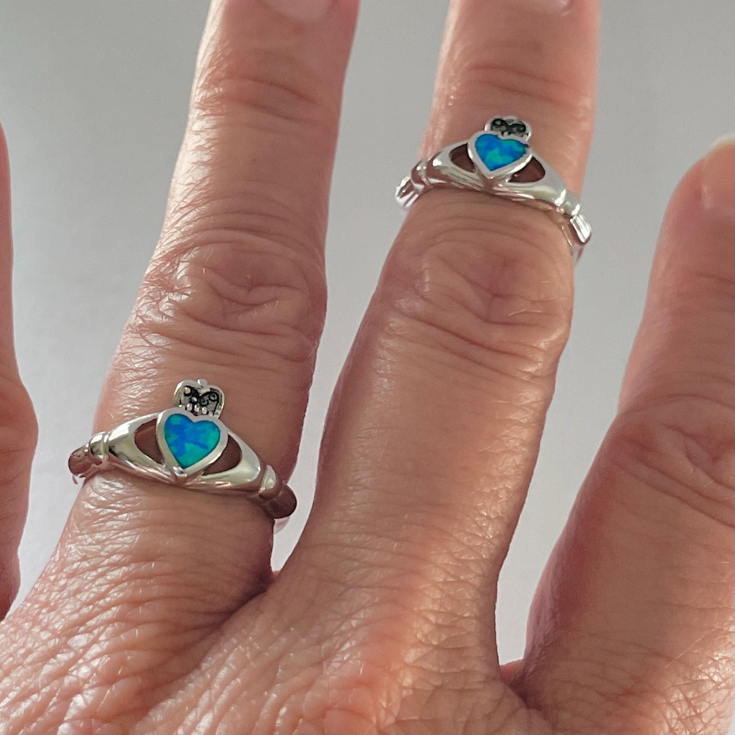 Claddagh Fire Opal Sterling Silver Ring, Irish Ring, Silver Heart Ring, Claddagh Ring, Religious Ring, Opal Ring, Silver Ring, Promise Ring