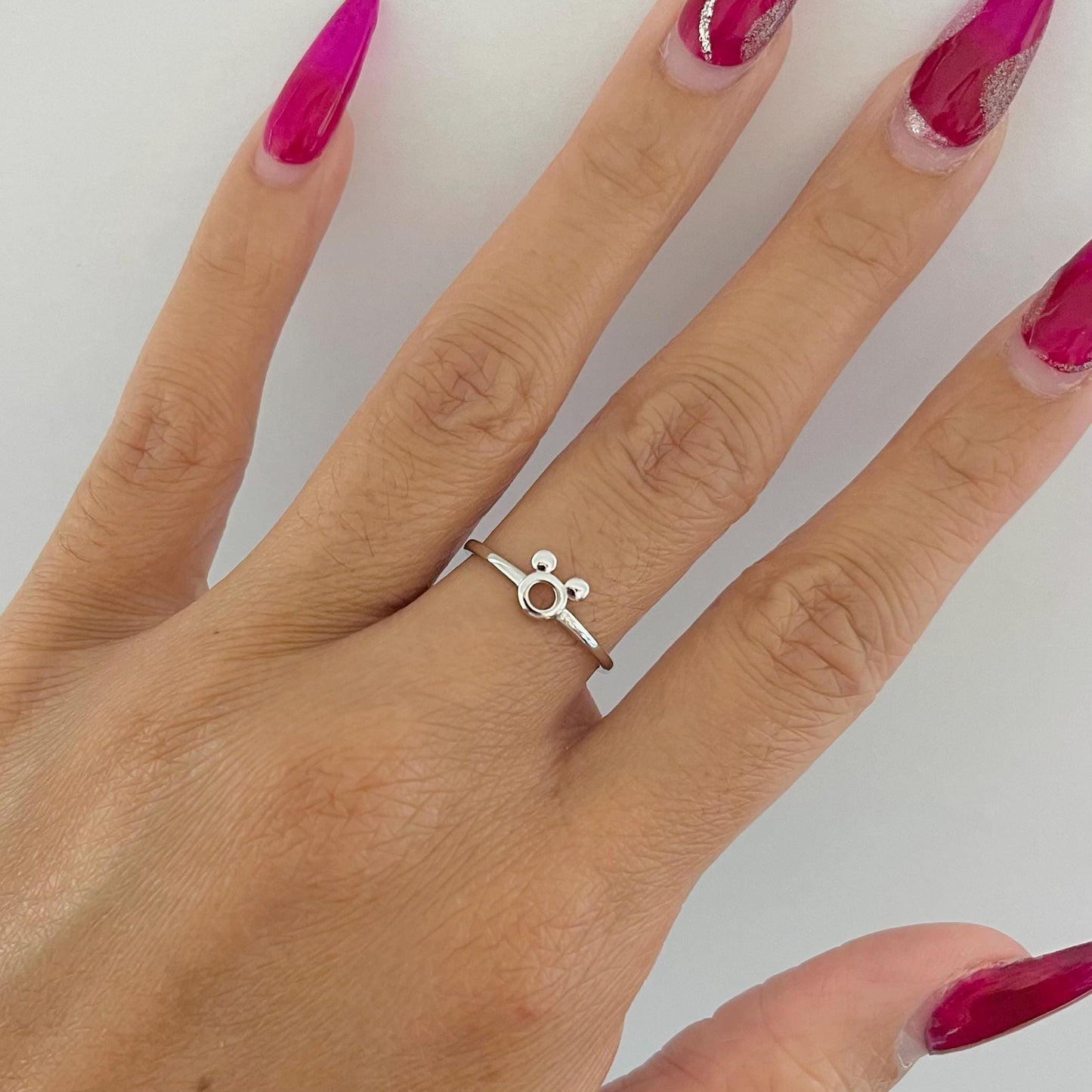 CZ Mickey Mouse Sterling Silver Ring: Dainty Mouse Ears