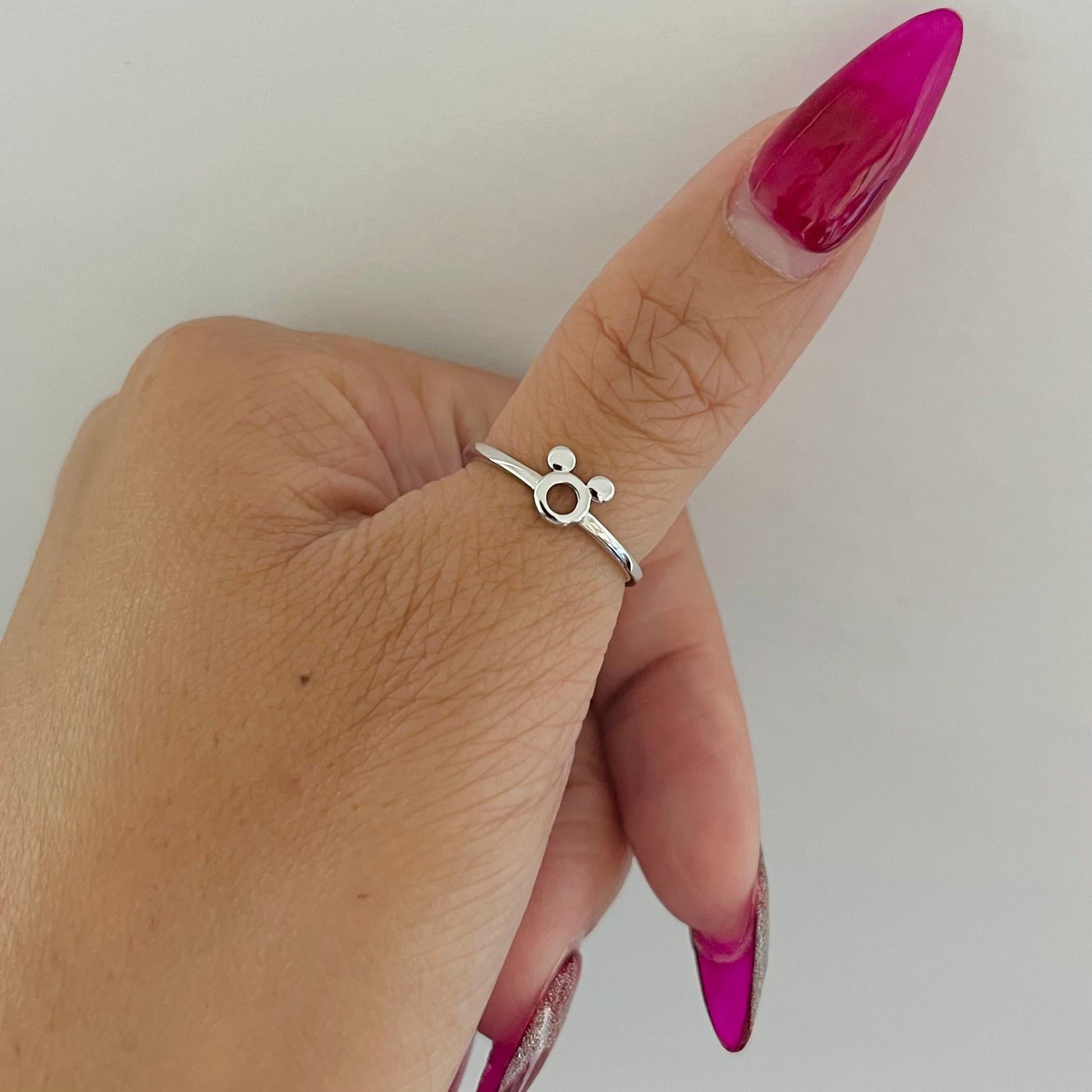 CZ Mickey Mouse Sterling Silver Ring: Dainty Mouse Ears
