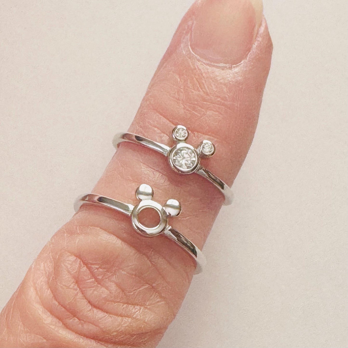 CZ Mickey Mouse Sterling Silver Ring: Dainty Mouse Ears