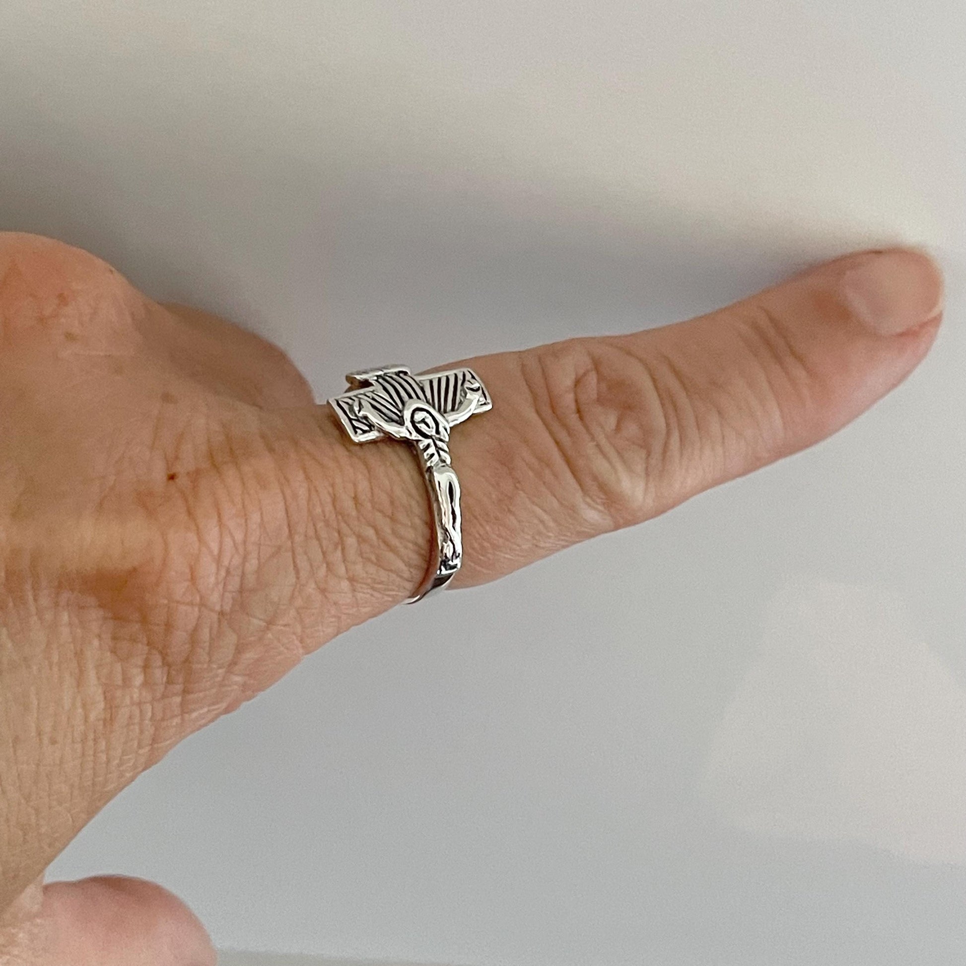 Sterling Silver Black Onyx Cross Ring: Religious Statement Jewelry