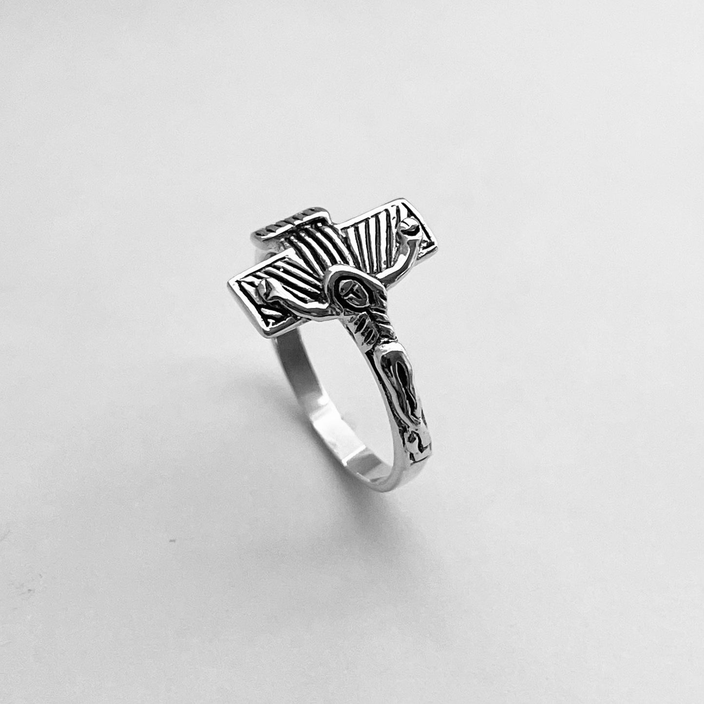 Sterling Silver Black Onyx Cross Ring: Religious Statement Jewelry