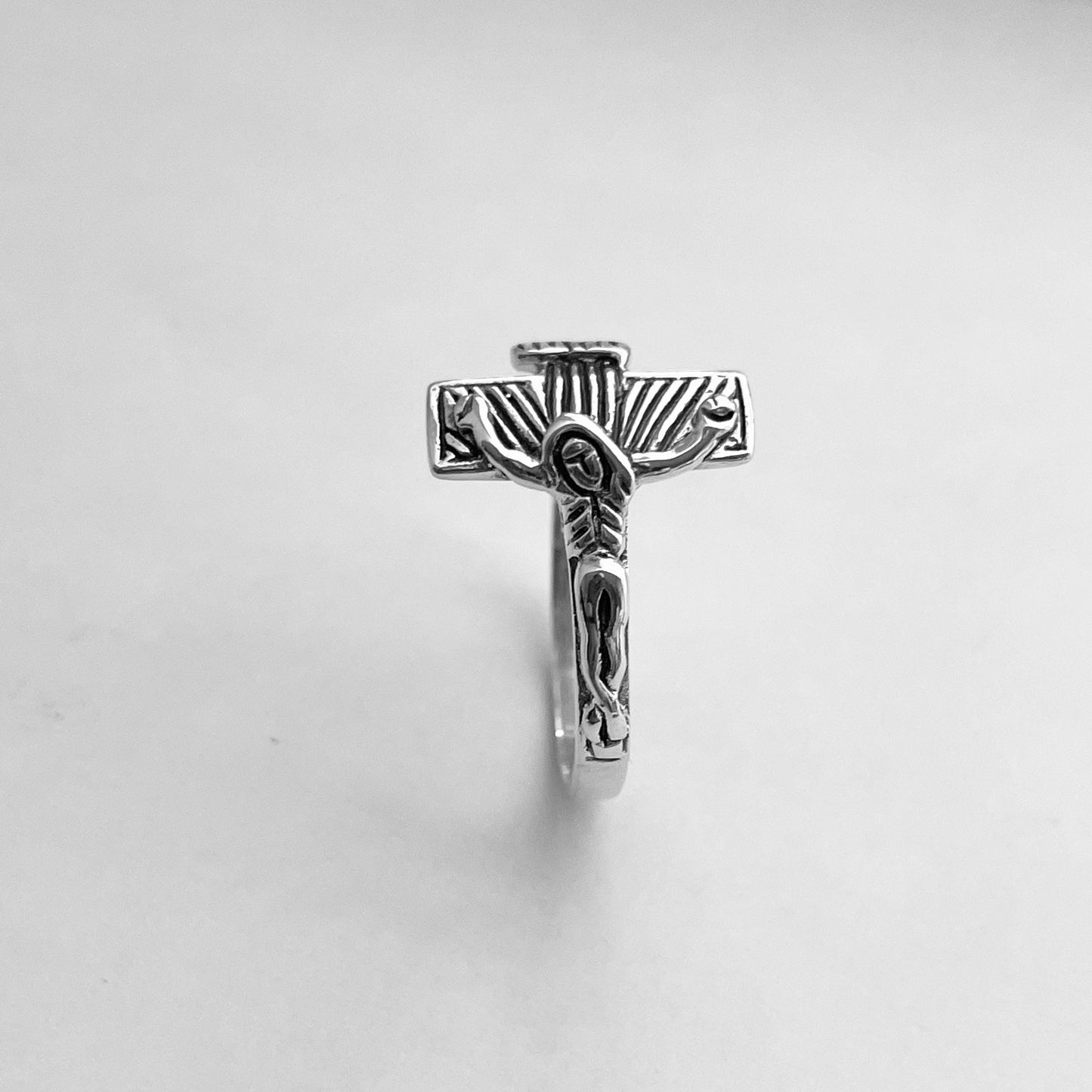 Sterling Silver Black Onyx Cross Ring: Religious Statement Jewelry