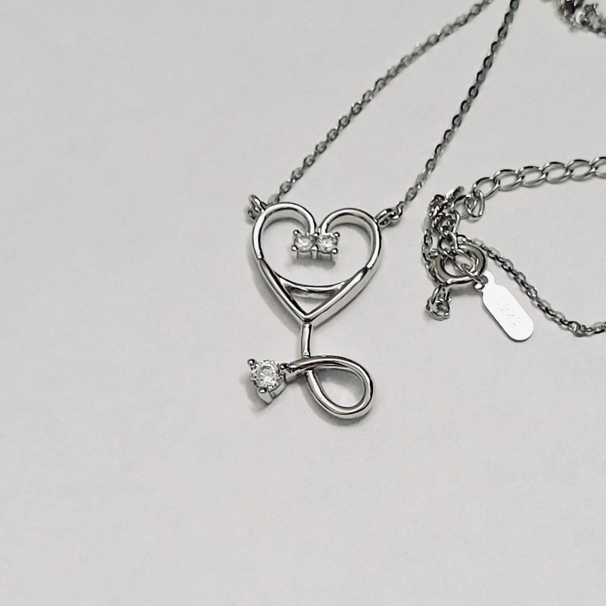 Sterling Silver Heart Stethoscope Necklace: CZ Nurse Pendant