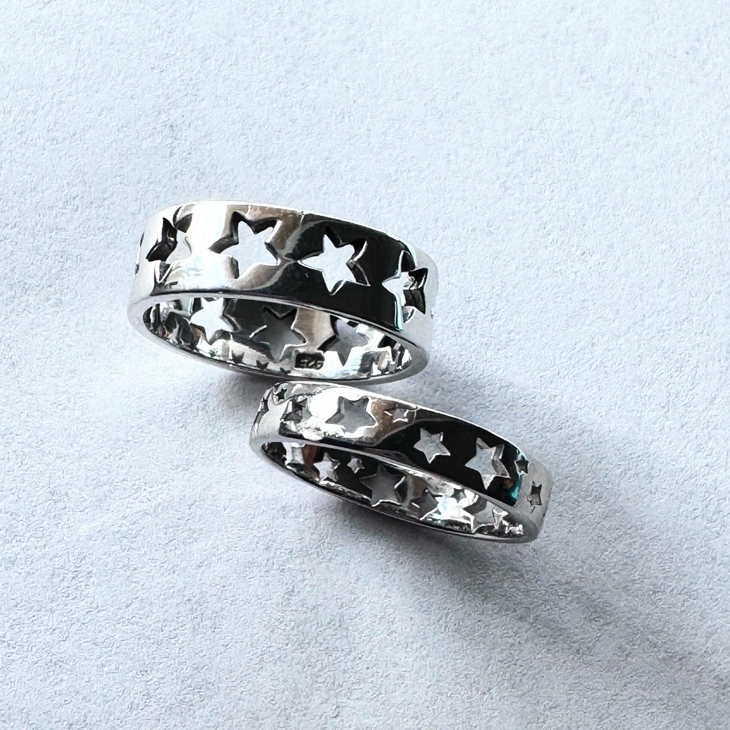 Sterling Silver Star Band Ring: Unisex Celestial Promise Ring