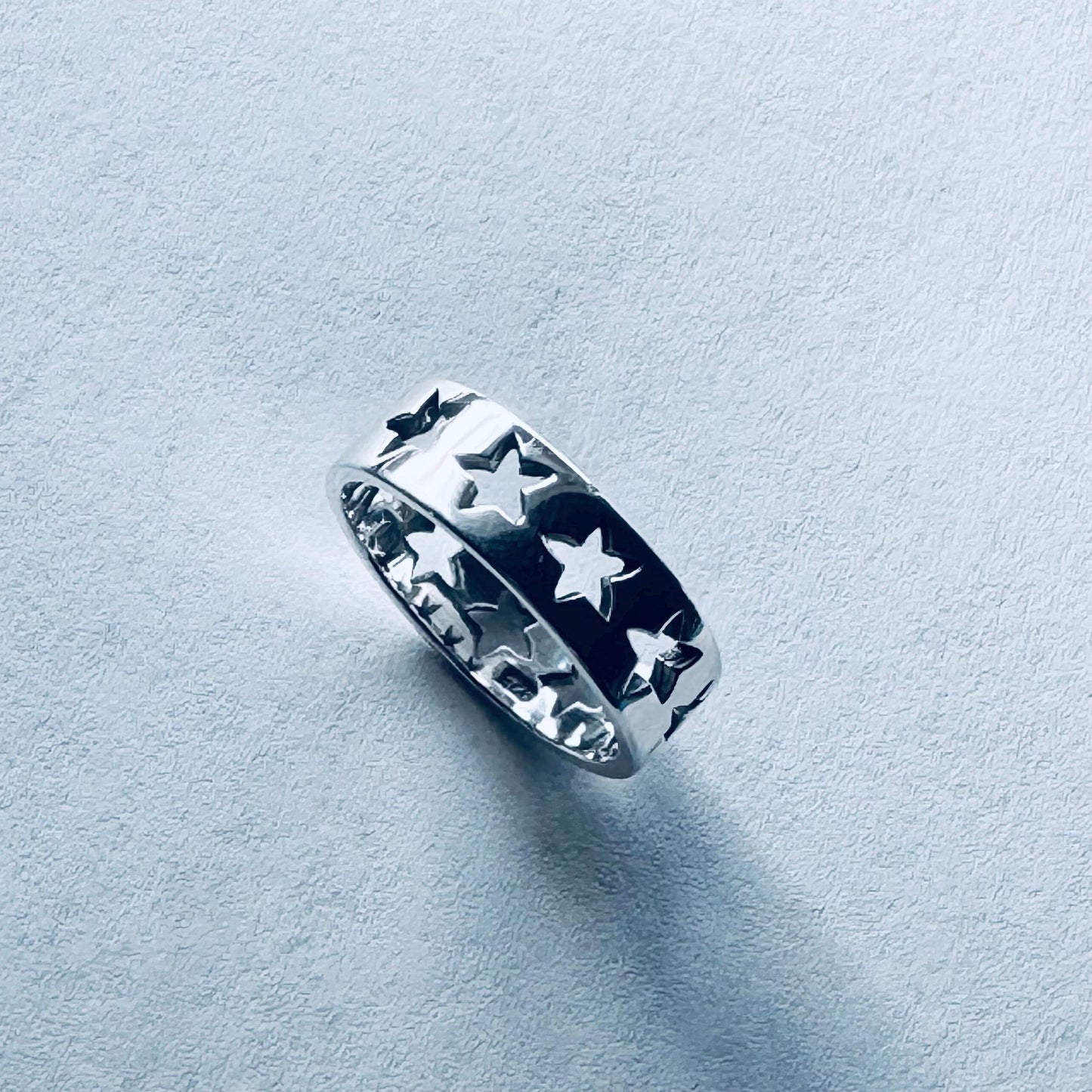 Sterling Silver Star Band Ring: Unisex Celestial Promise Ring