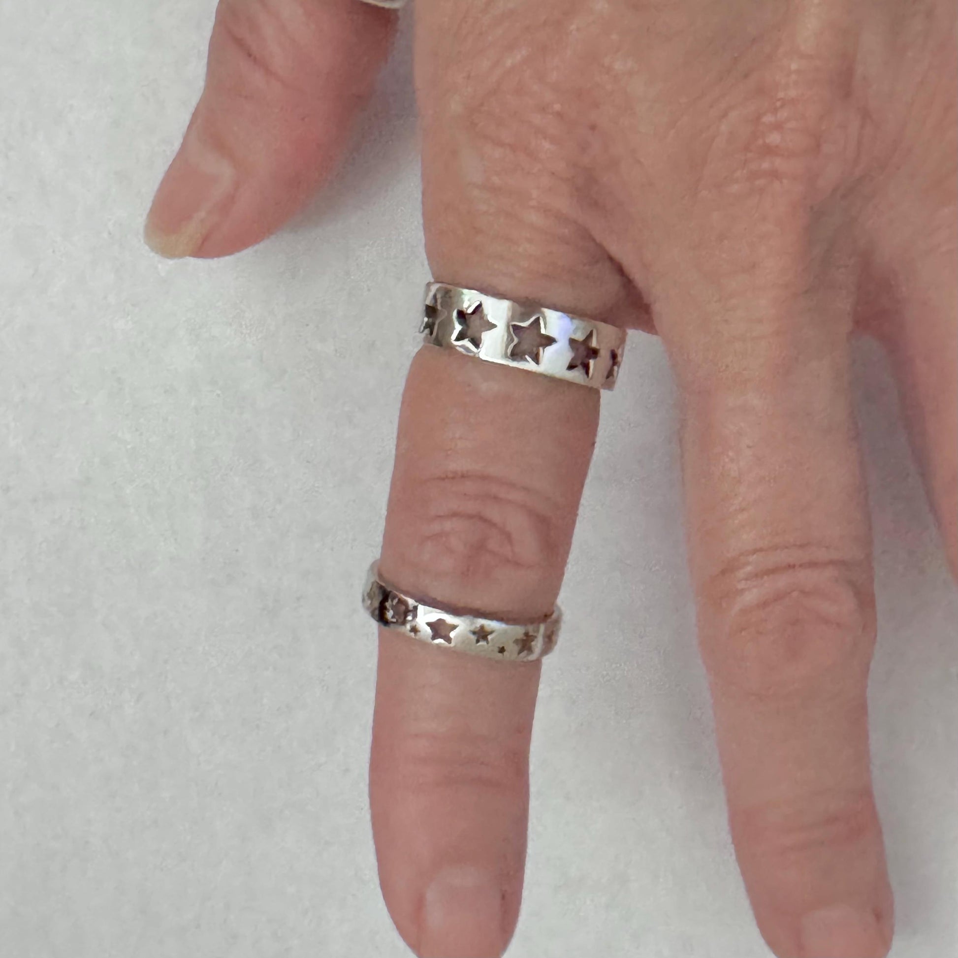 Sterling Silver Star Band Ring: Unisex Celestial Promise Ring
