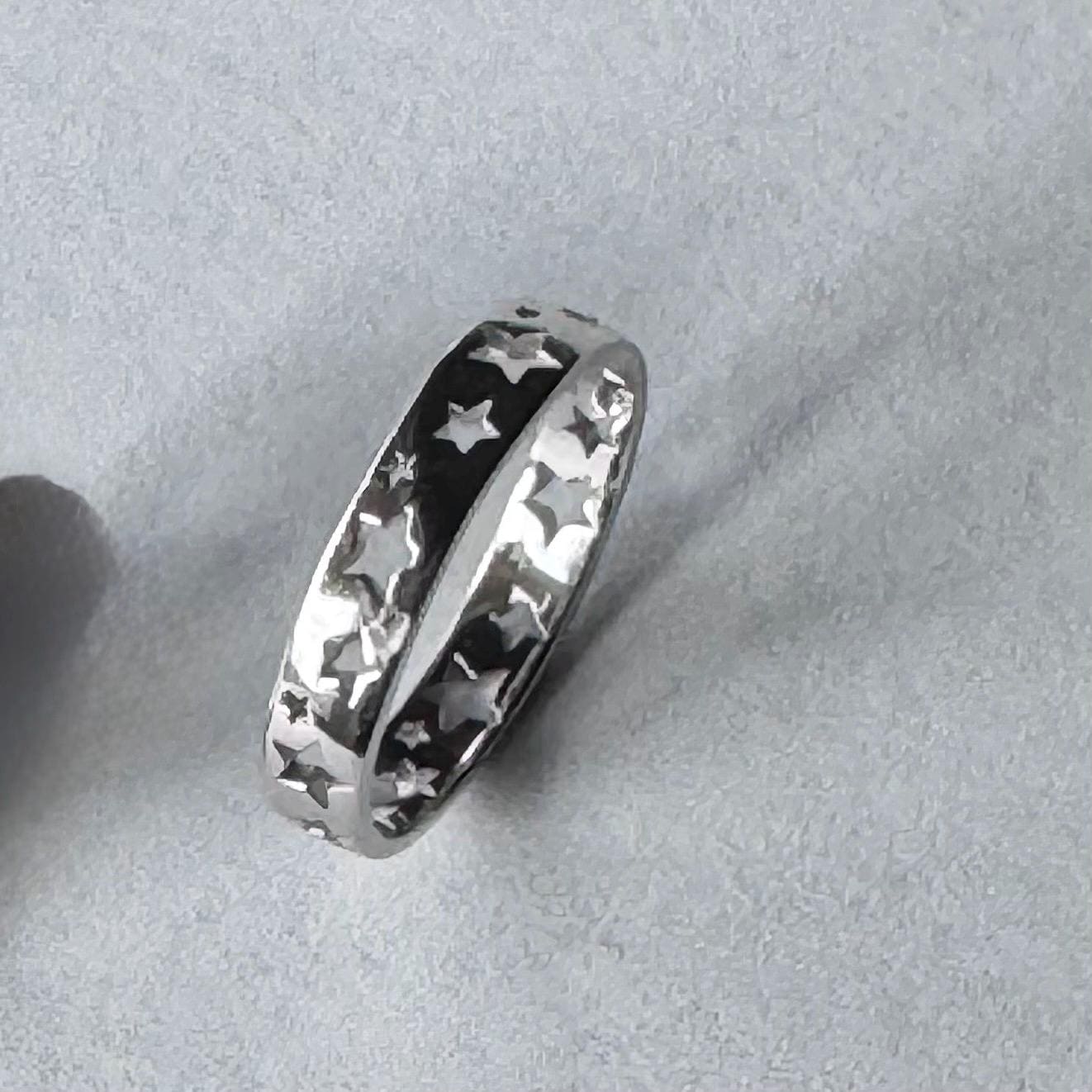 Sterling Silver Star Band Ring: Unisex Celestial Promise Ring
