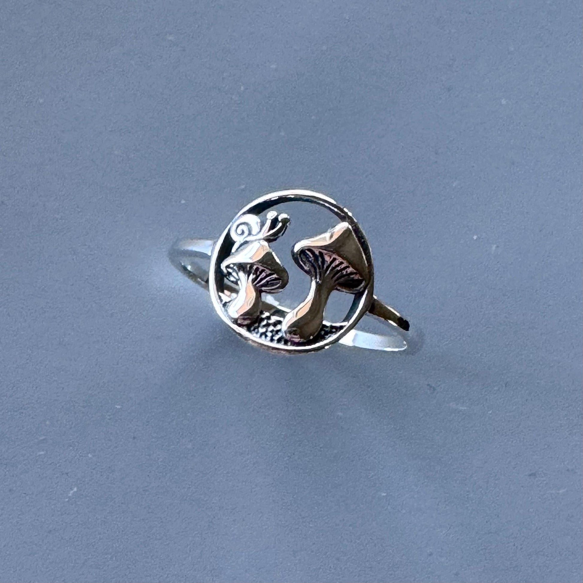 Oxidized Sterling Silver Mushrooms Ring: Promise Ring