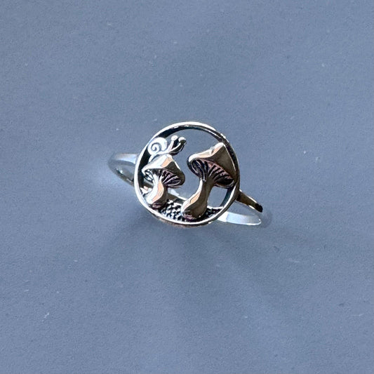 Oxidized Sterling Silver Mushrooms Ring: Promise Ring