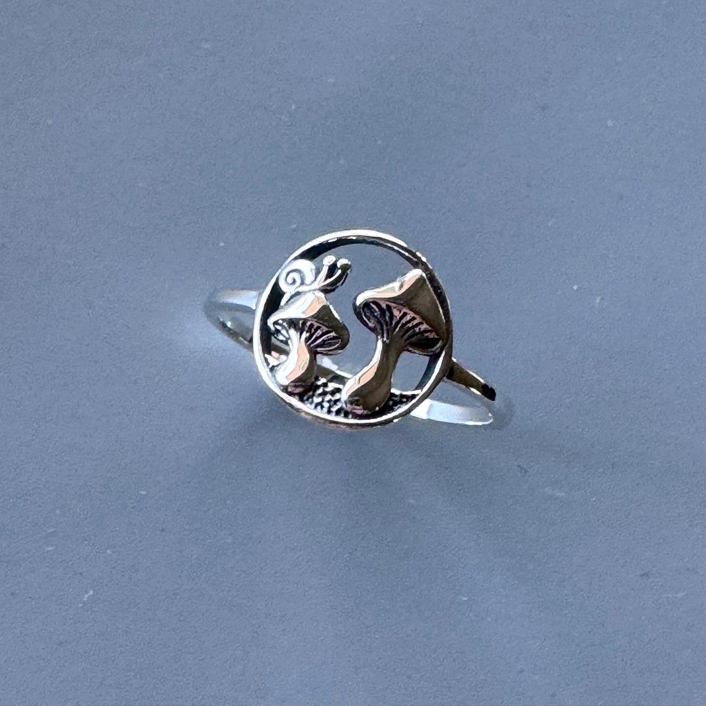 Oxidized Sterling Silver Mushrooms Ring: Promise Ring