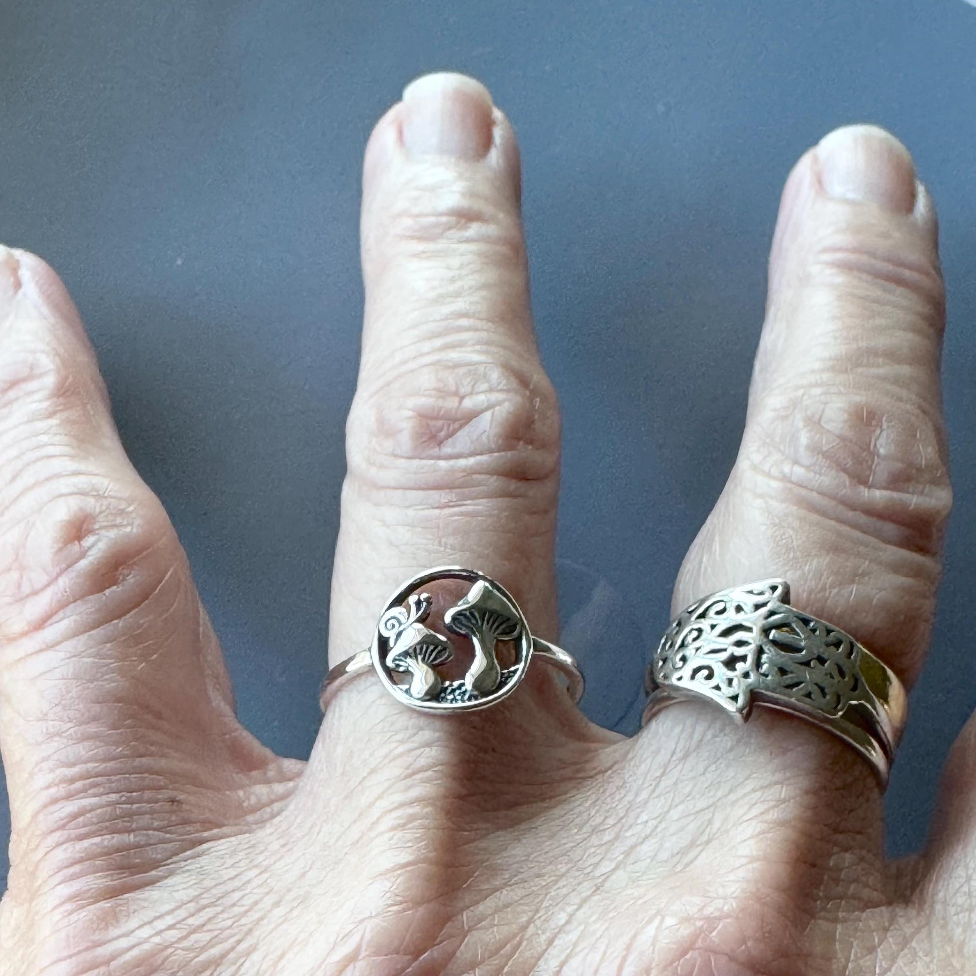 Oxidized Sterling Silver Mushrooms Ring: Promise Ring