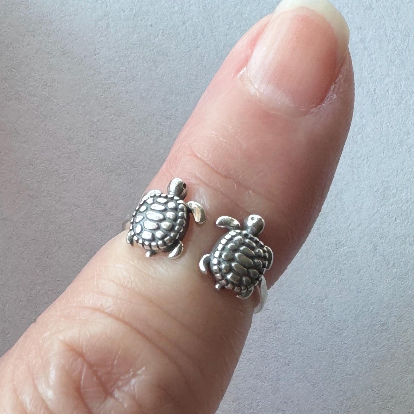Sterling Silver Turquoise Turtle Ring: Adjustable Toe Ring