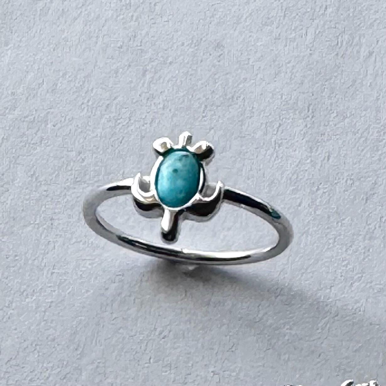 Sterling Silver Turquoise Turtle Ring: Adjustable Toe Ring
