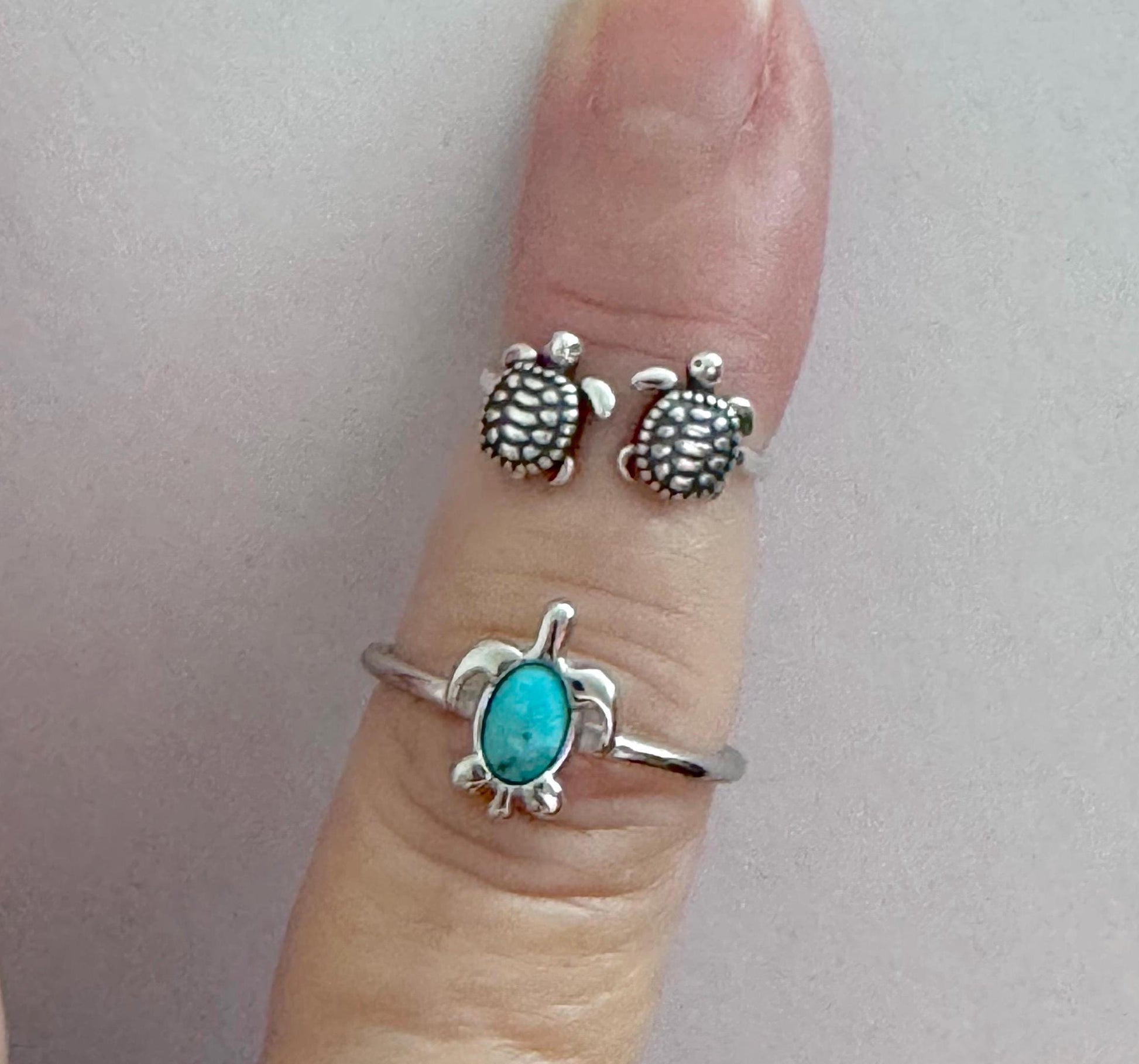 Sterling Silver Turquoise Turtle Ring: Adjustable Toe Ring