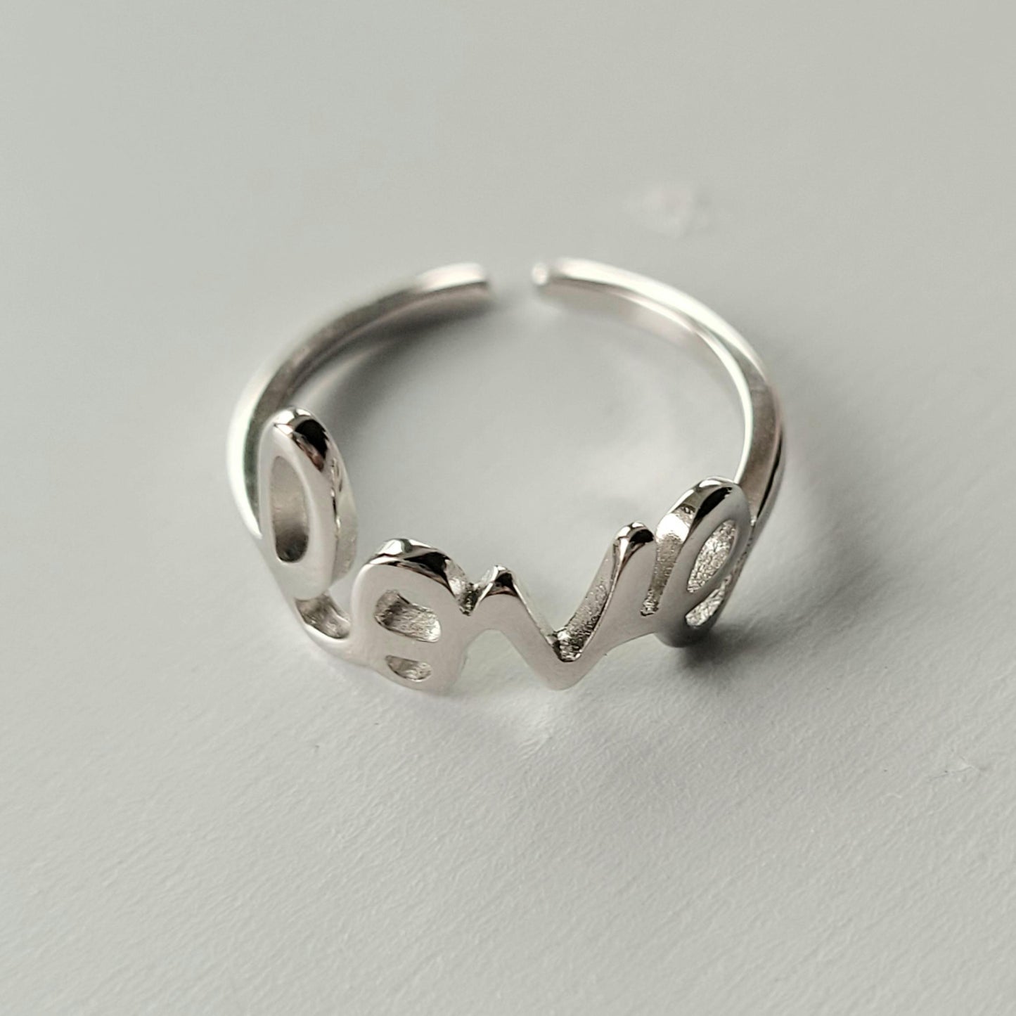 Sterling Silver 'Love' Ring: Dainty Midi or Toe Ring