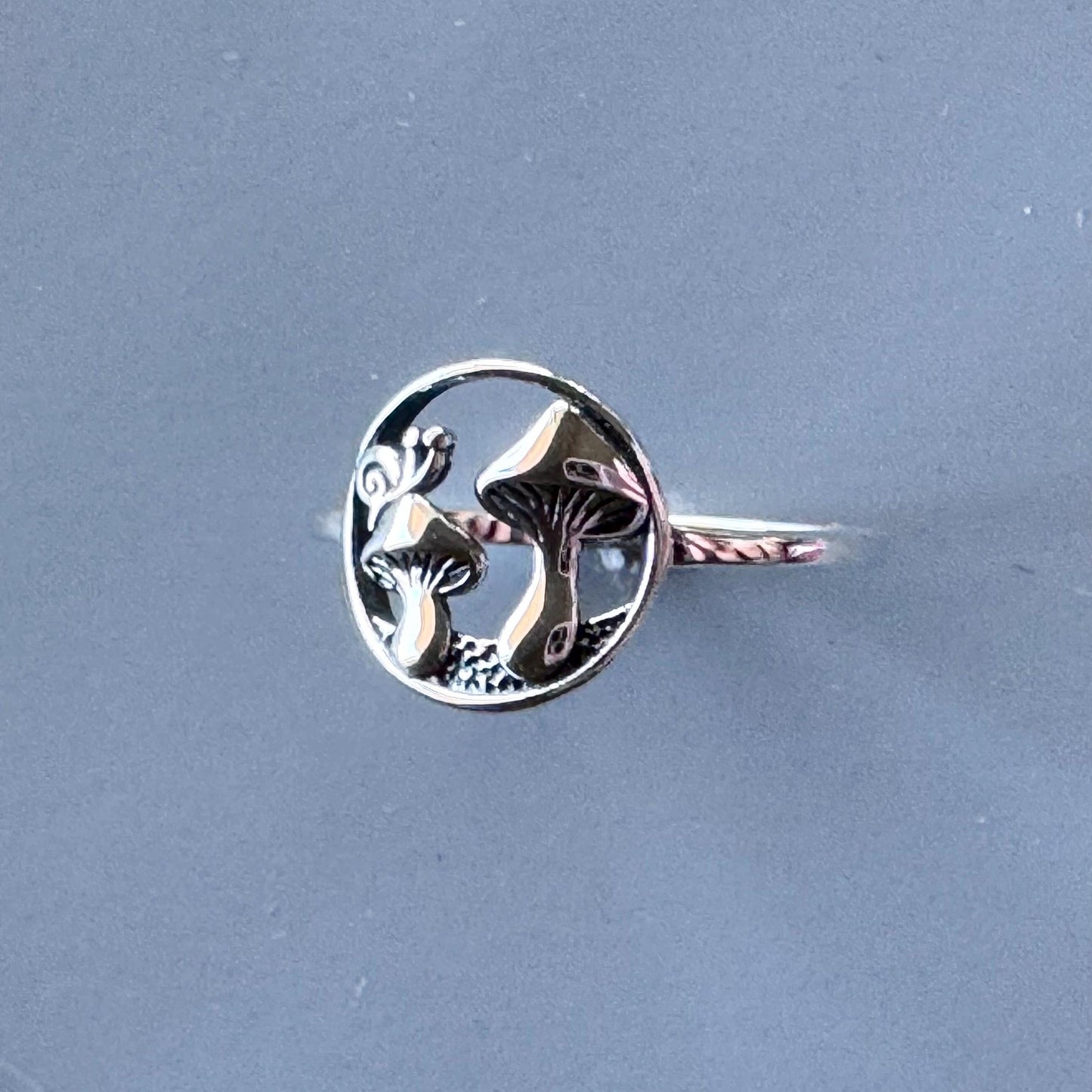 Oxidized Sterling Silver Mushrooms Ring: Promise Ring