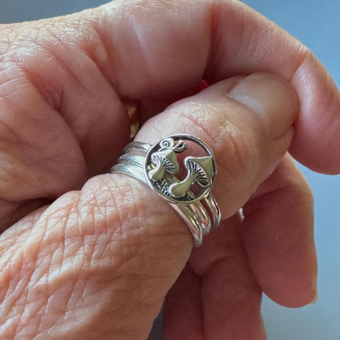 Oxidized Sterling Silver Mushrooms Ring: Promise Ring