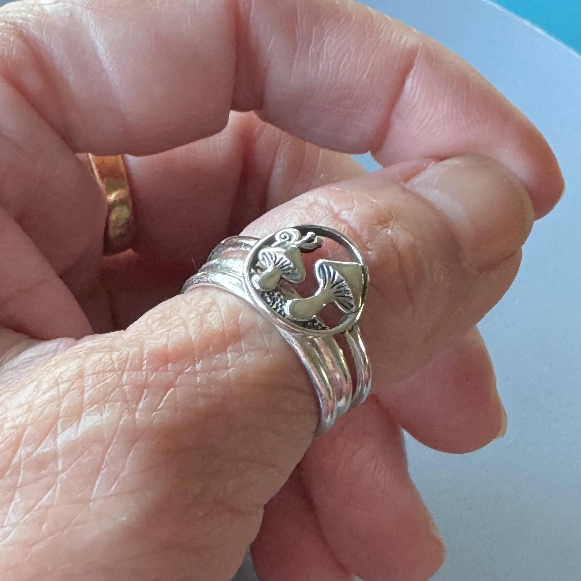 Oxidized Sterling Silver Mushrooms Ring: Promise Ring