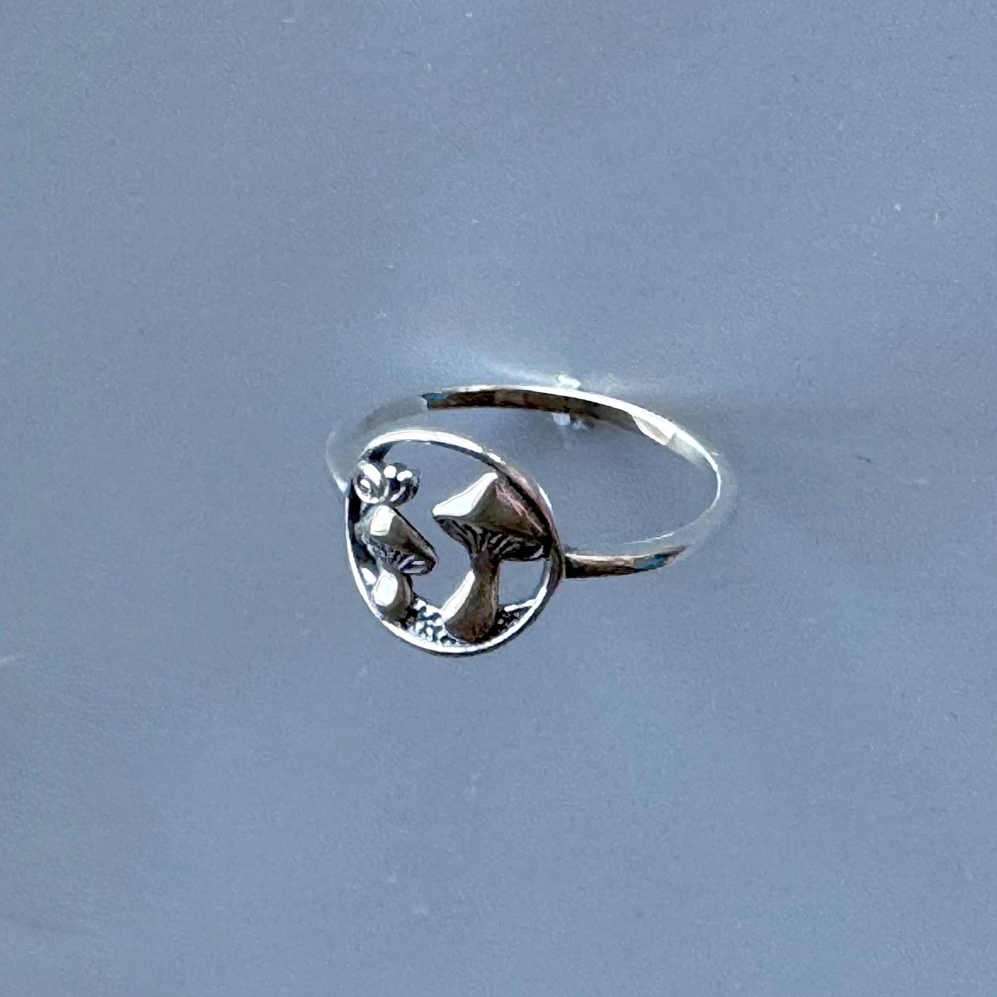 Oxidized Sterling Silver Mushrooms Ring: Promise Ring
