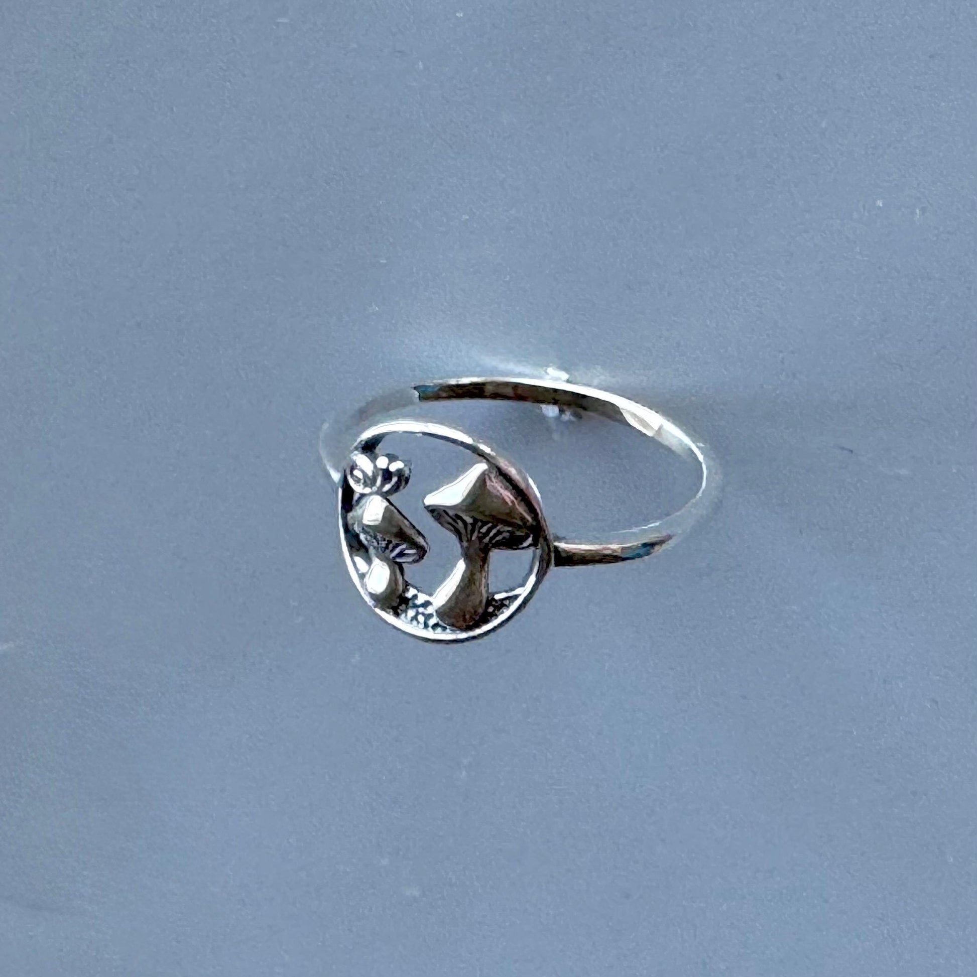 Oxidized Sterling Silver Mushrooms Ring: Promise Ring