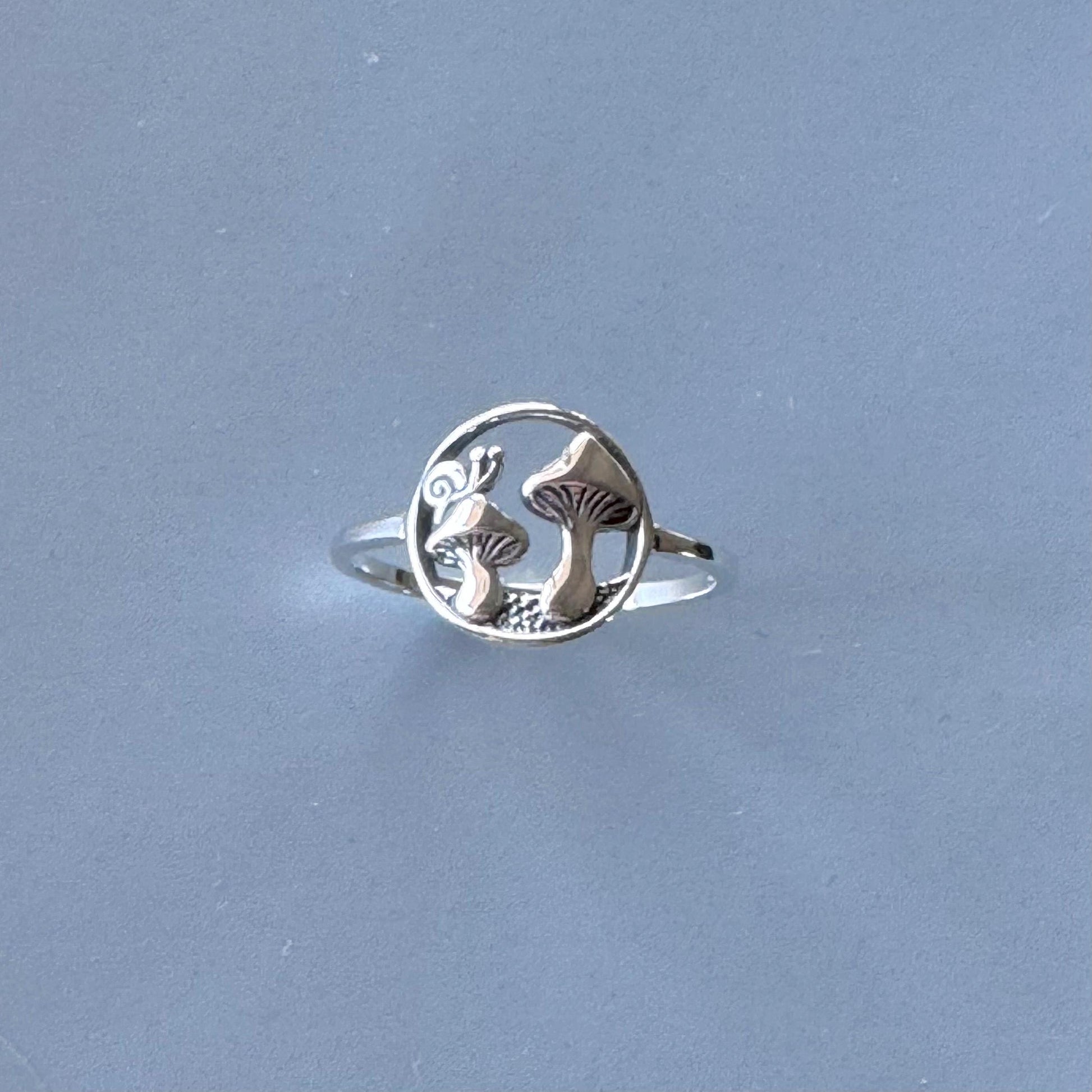 Oxidized Sterling Silver Mushrooms Ring: Promise Ring