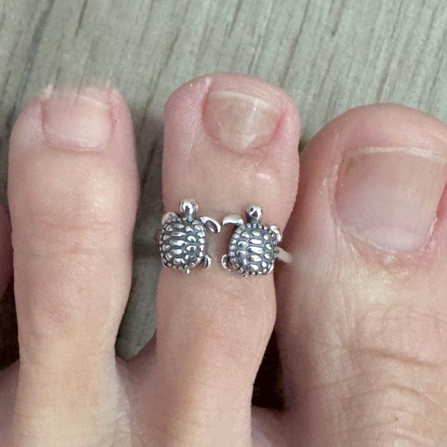 Sterling Silver Turquoise Turtle Ring: Adjustable Toe Ring