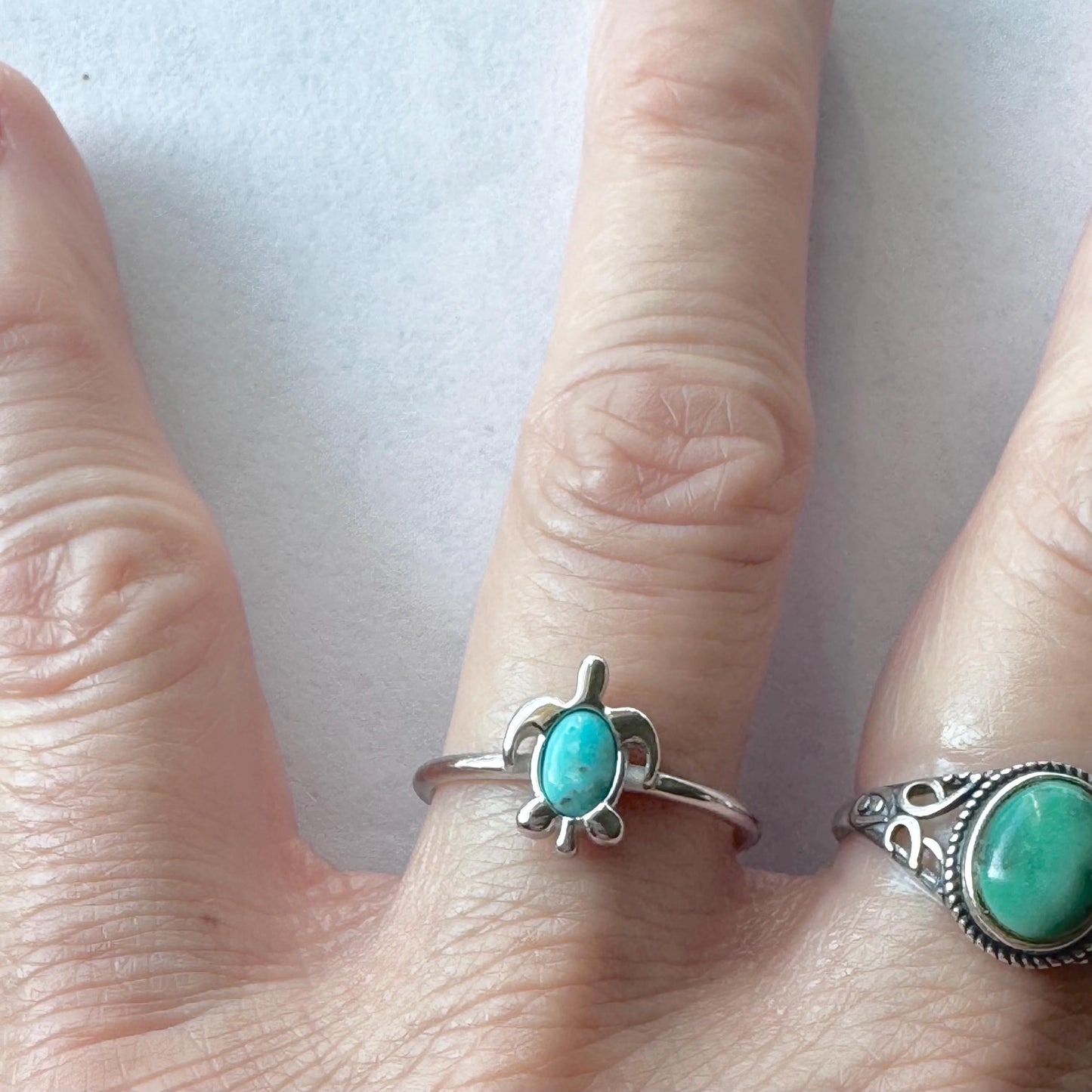 Sterling Silver Turquoise Turtle Ring: Adjustable Toe Ring