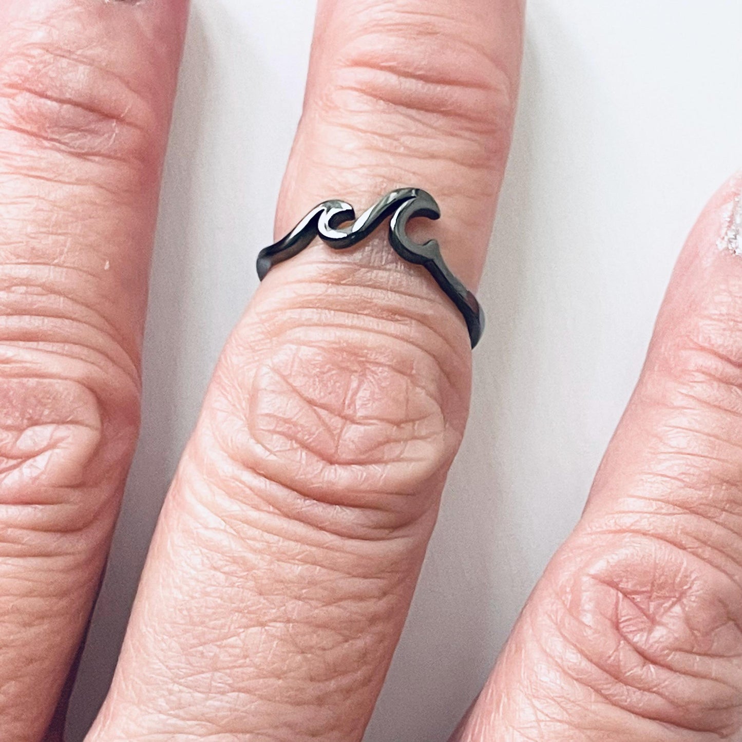 Sterling Silver Wave Ring: Polished Beach Ocean Surfer Ring