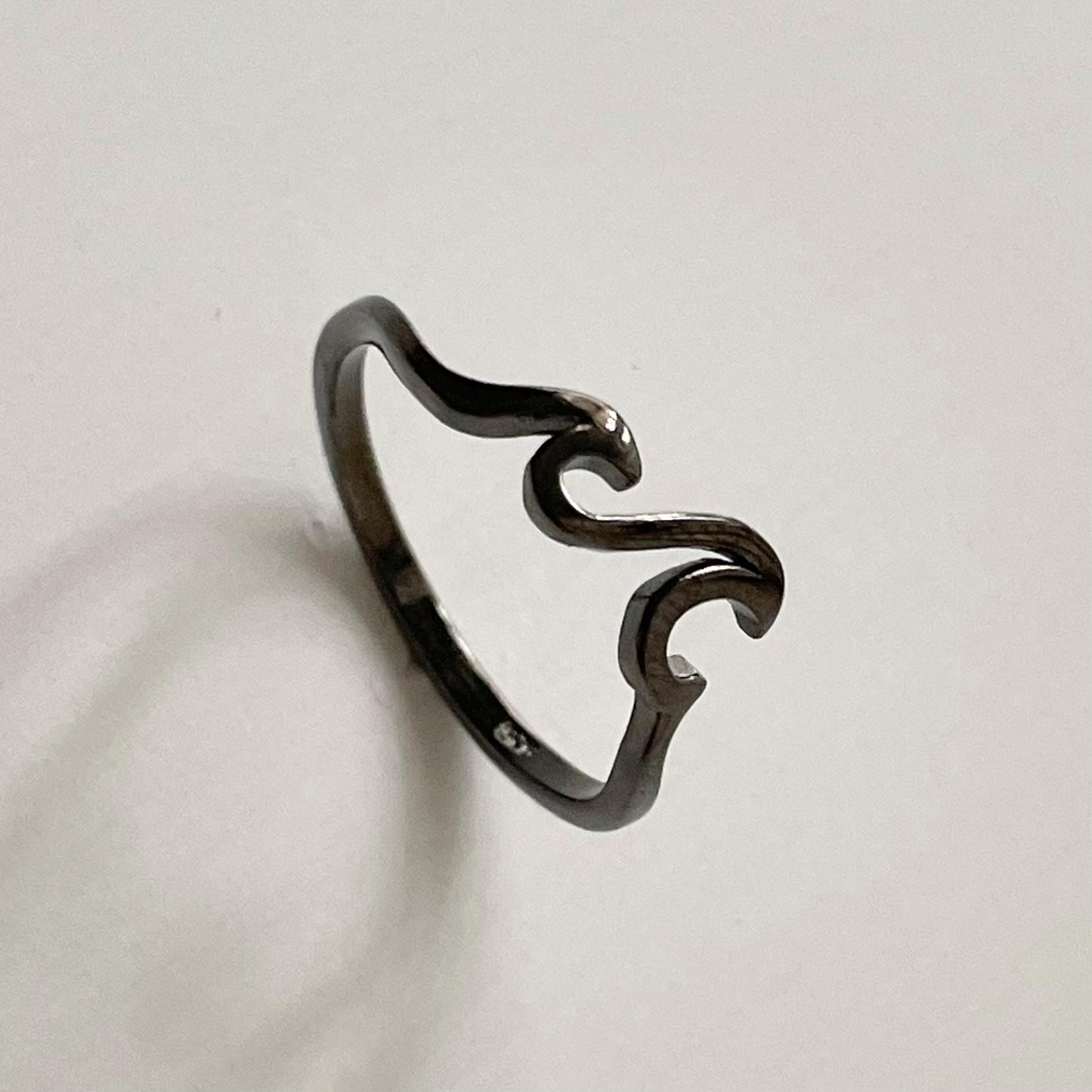 Sterling Silver Wave Ring: Polished Beach Ocean Surfer Ring