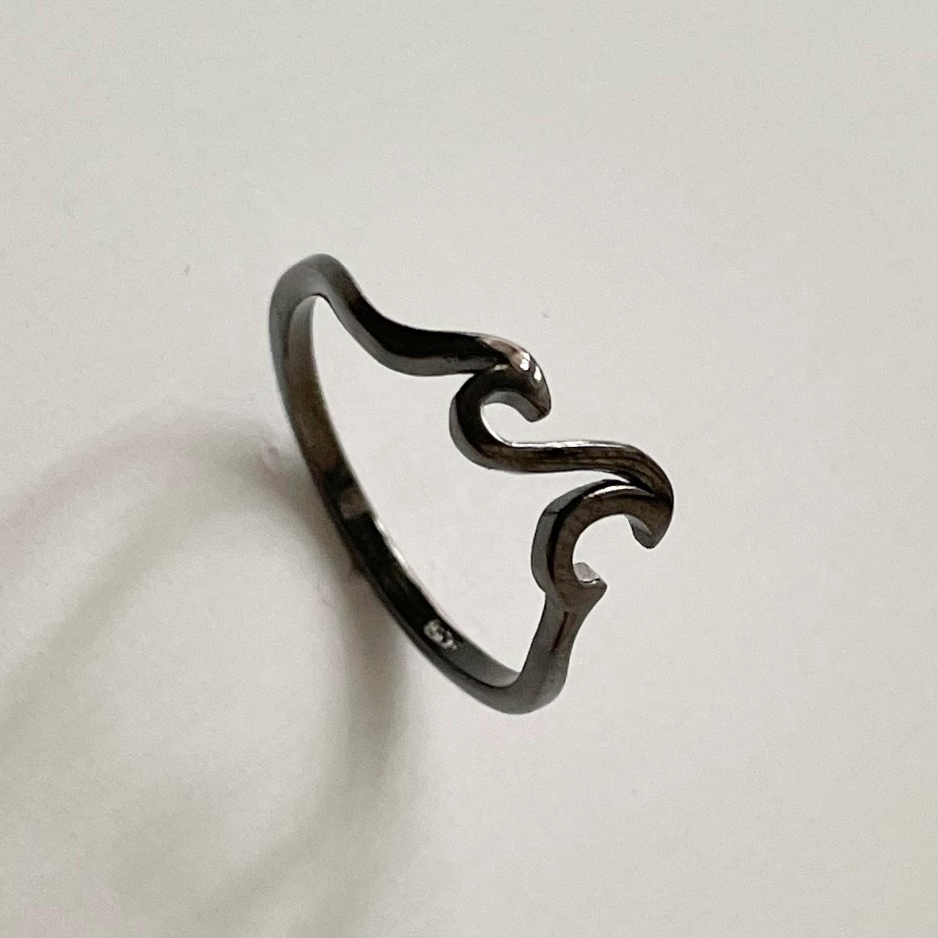 Sterling Silver Wave Ring: Polished Beach Ocean Surfer Ring