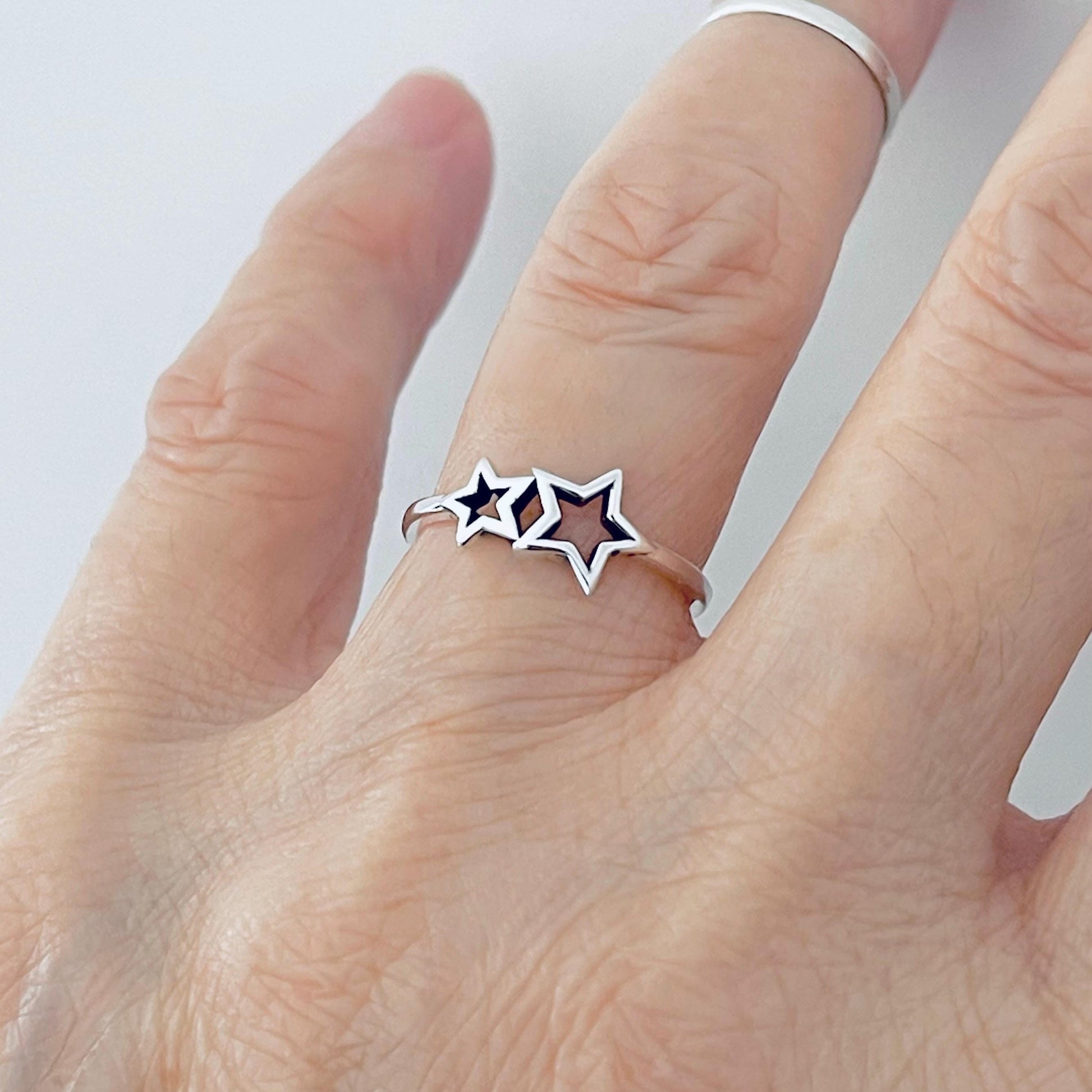 Sterling Silver Open Star Ring or CZ Star Ring, Star Love Ring, Silver Star Band, CZ Star Promise Ring, CZ Silver Ring, Shooting Star Ring.