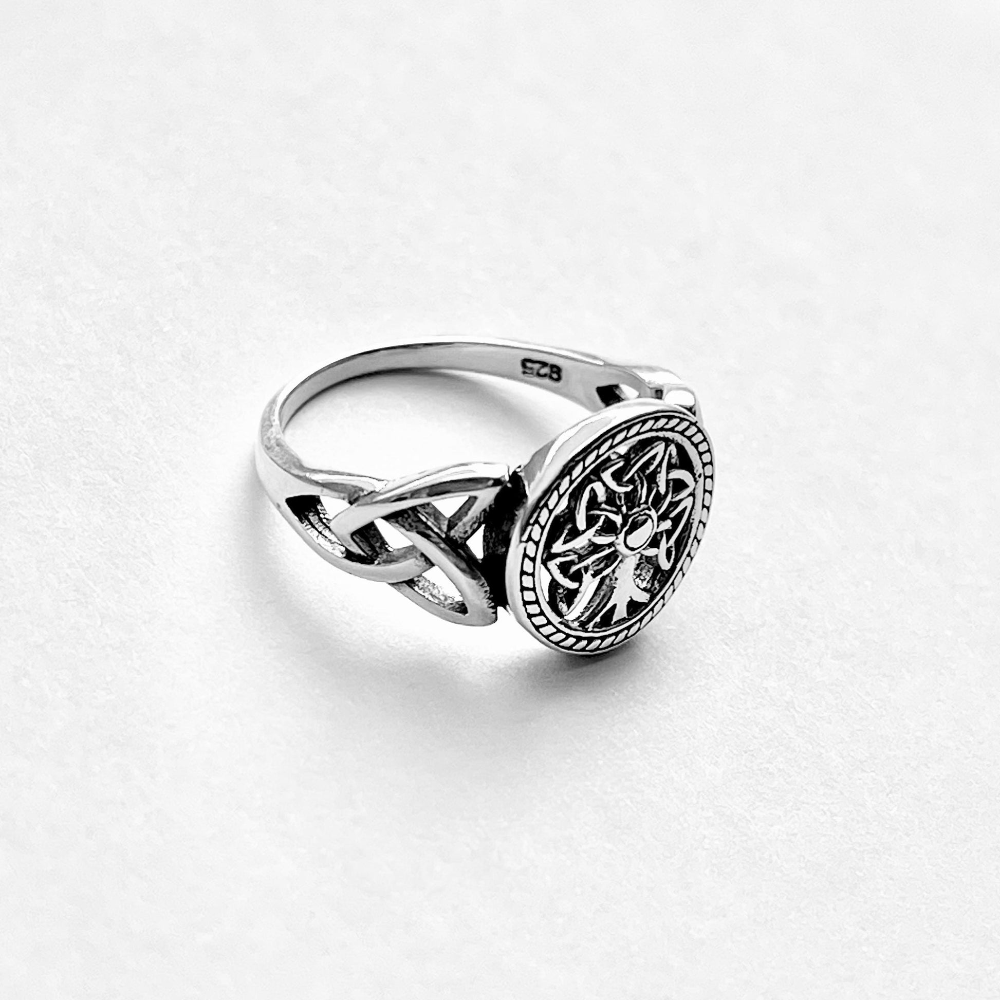Sterling Silver unisex Tree of Life Ring: Celtic Knot Family Tree