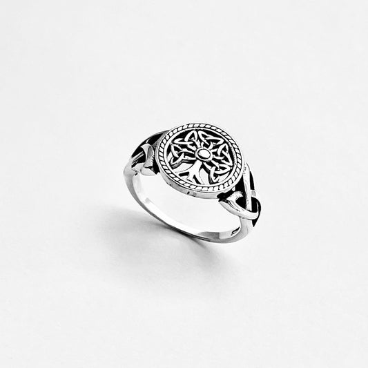 Sterling Silver unisex Tree of Life Ring: Celtic Knot Family Tree