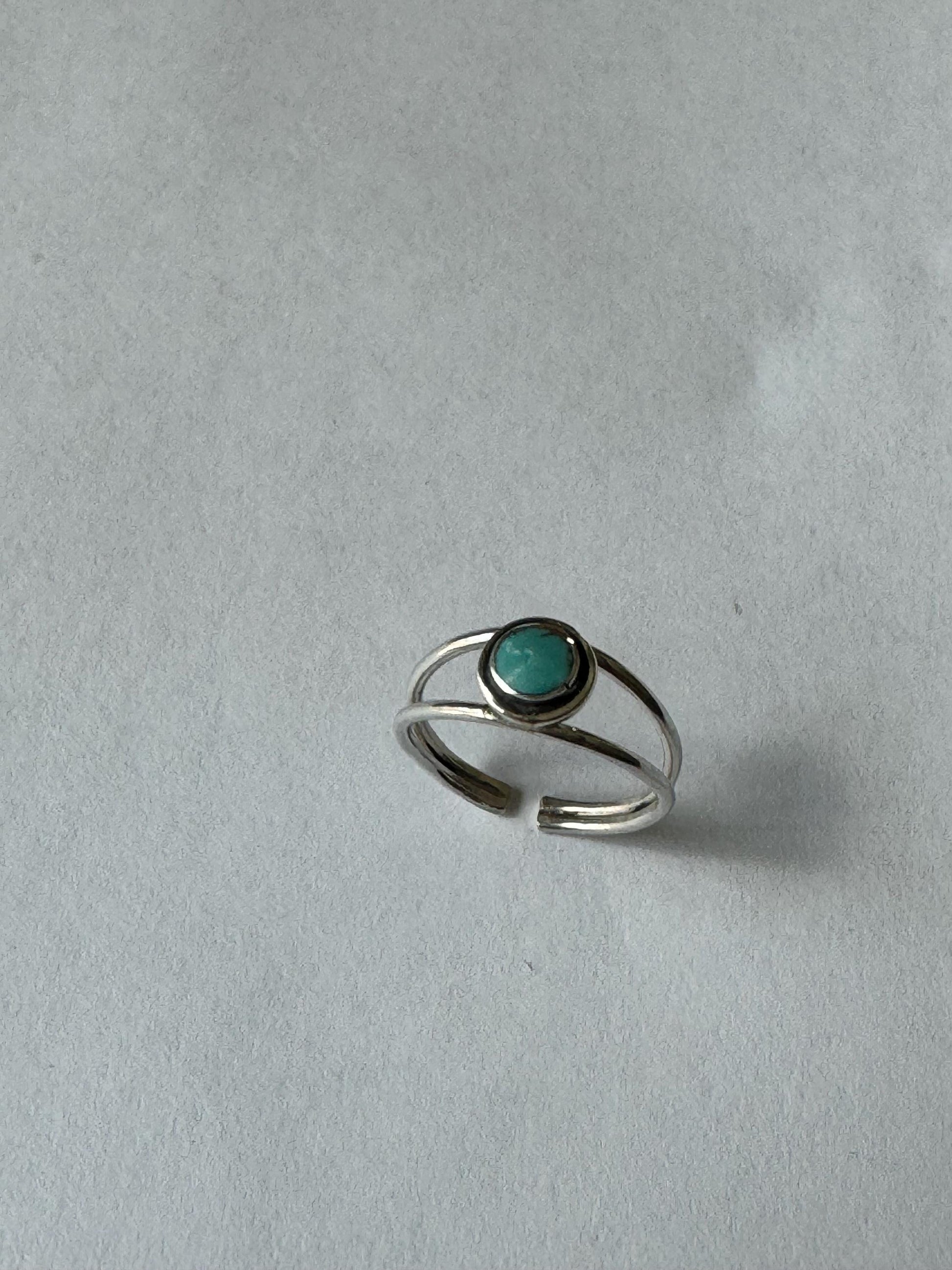Sterling Silver Modern Loop Genuine Turquoise Ring, Silver Ring, Stone Ring, Boho Ring, Statement Ring, Love Ring - Turquoise Ring