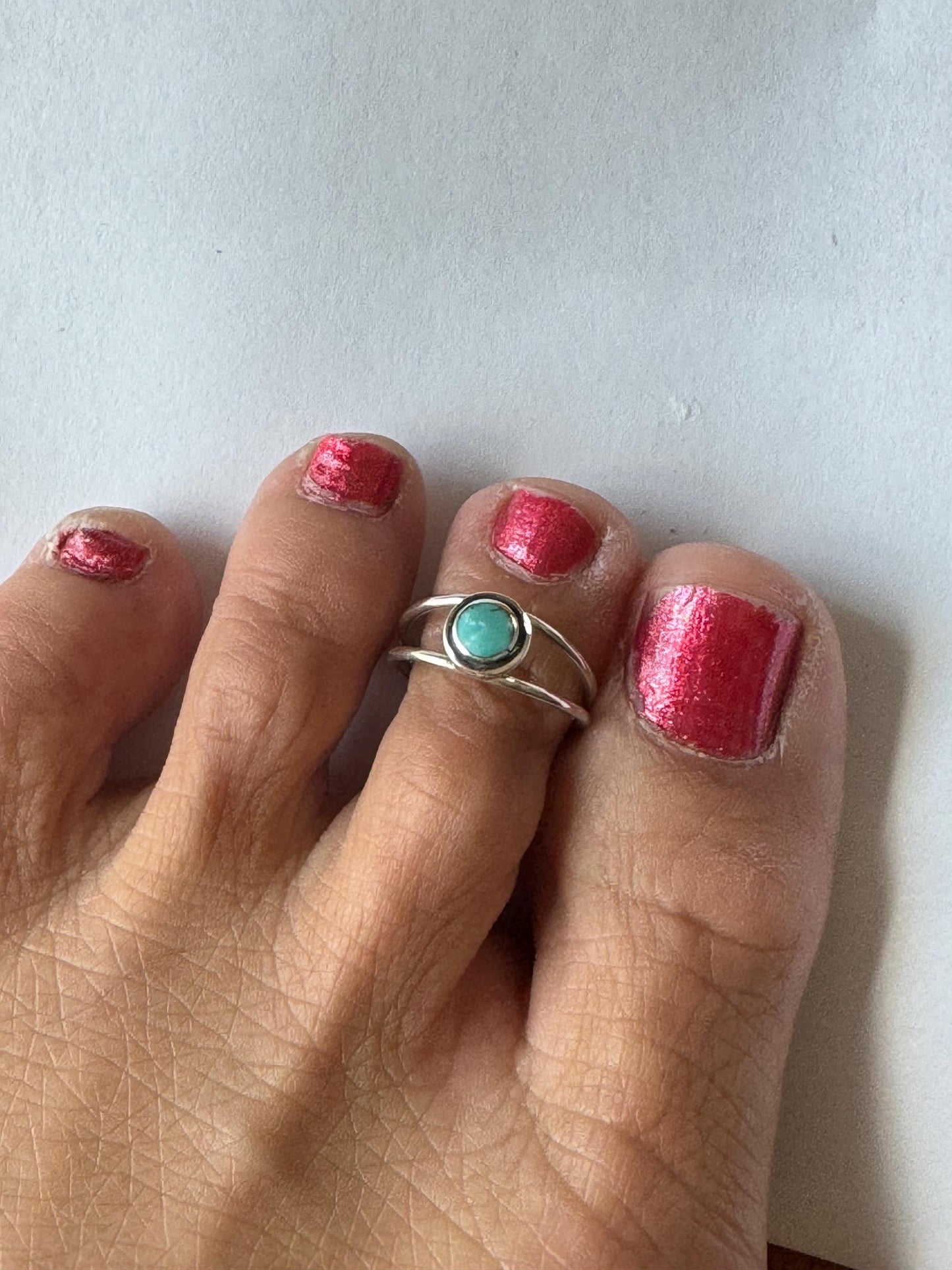 Sterling Silver Modern Loop Genuine Turquoise Ring, Silver Ring, Stone Ring, Boho Ring, Statement Ring, Love Ring - Turquoise Ring