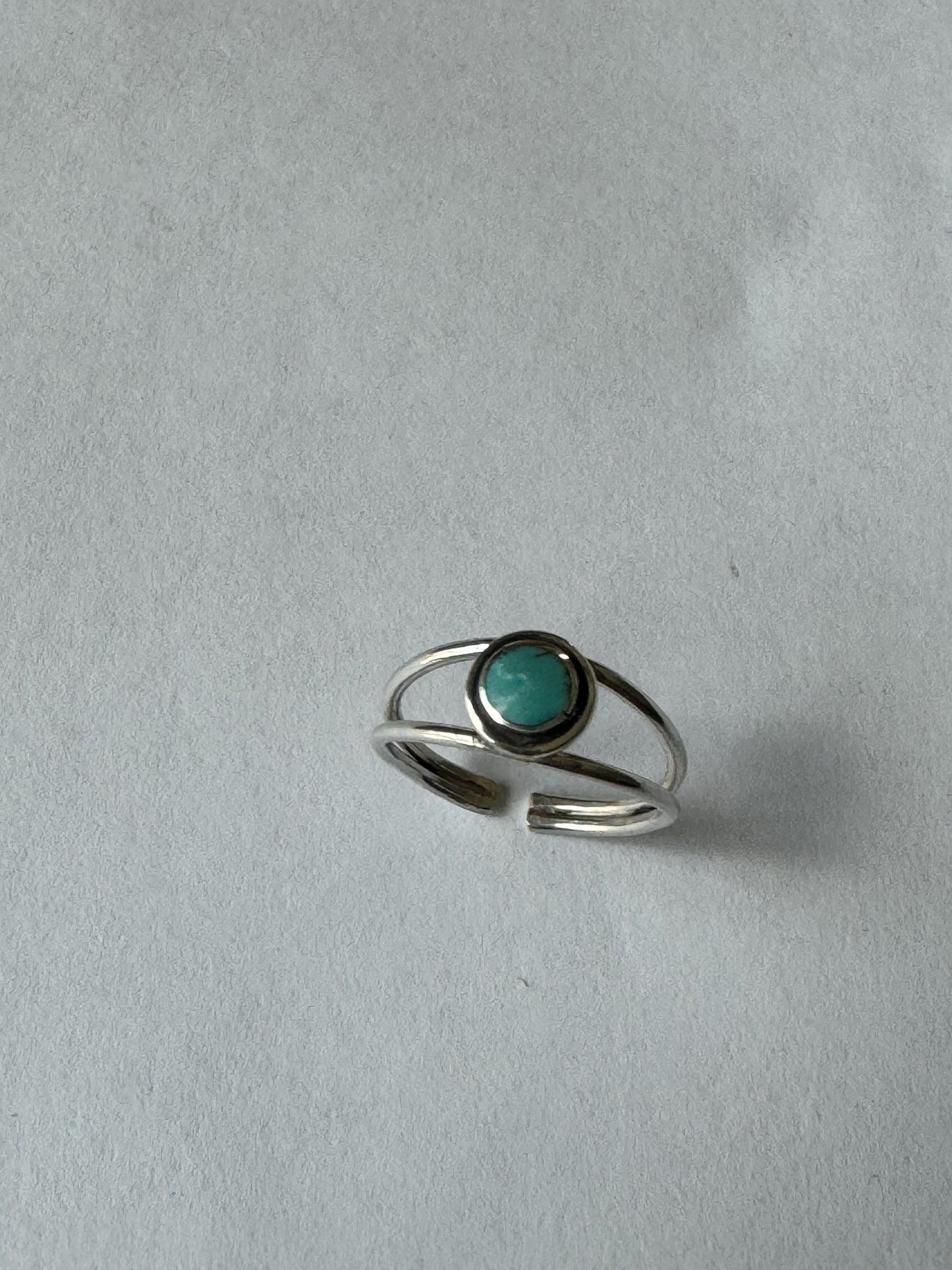 Sterling Silver Modern Loop Genuine Turquoise Ring, Silver Ring, Stone Ring, Boho Ring, Statement Ring, Love Ring - Turquoise Ring