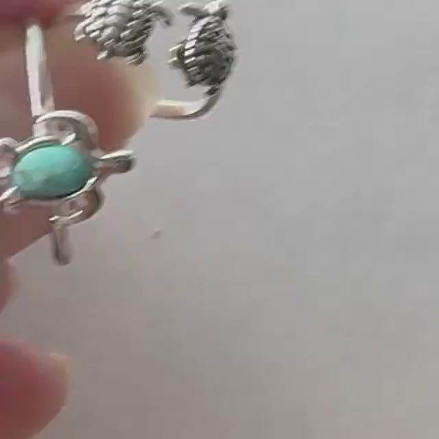 Sterling Silver Turquoise Turtle Ring: Adjustable Toe Ring