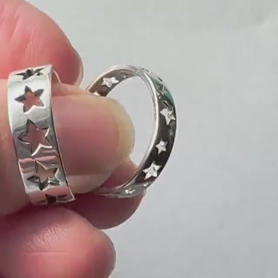 Sterling Silver Star Band Ring: Unisex Celestial Promise Ring