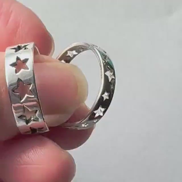Sterling Silver Star Band Ring: Unisex Celestial Promise Ring
