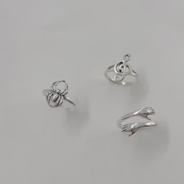 Sterling Silver Toe Rings: Hugs, Spider, Music Note