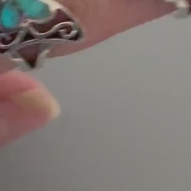 Sterling Silver Butterfly Ring: Genuine Turquoise or Multi Stone